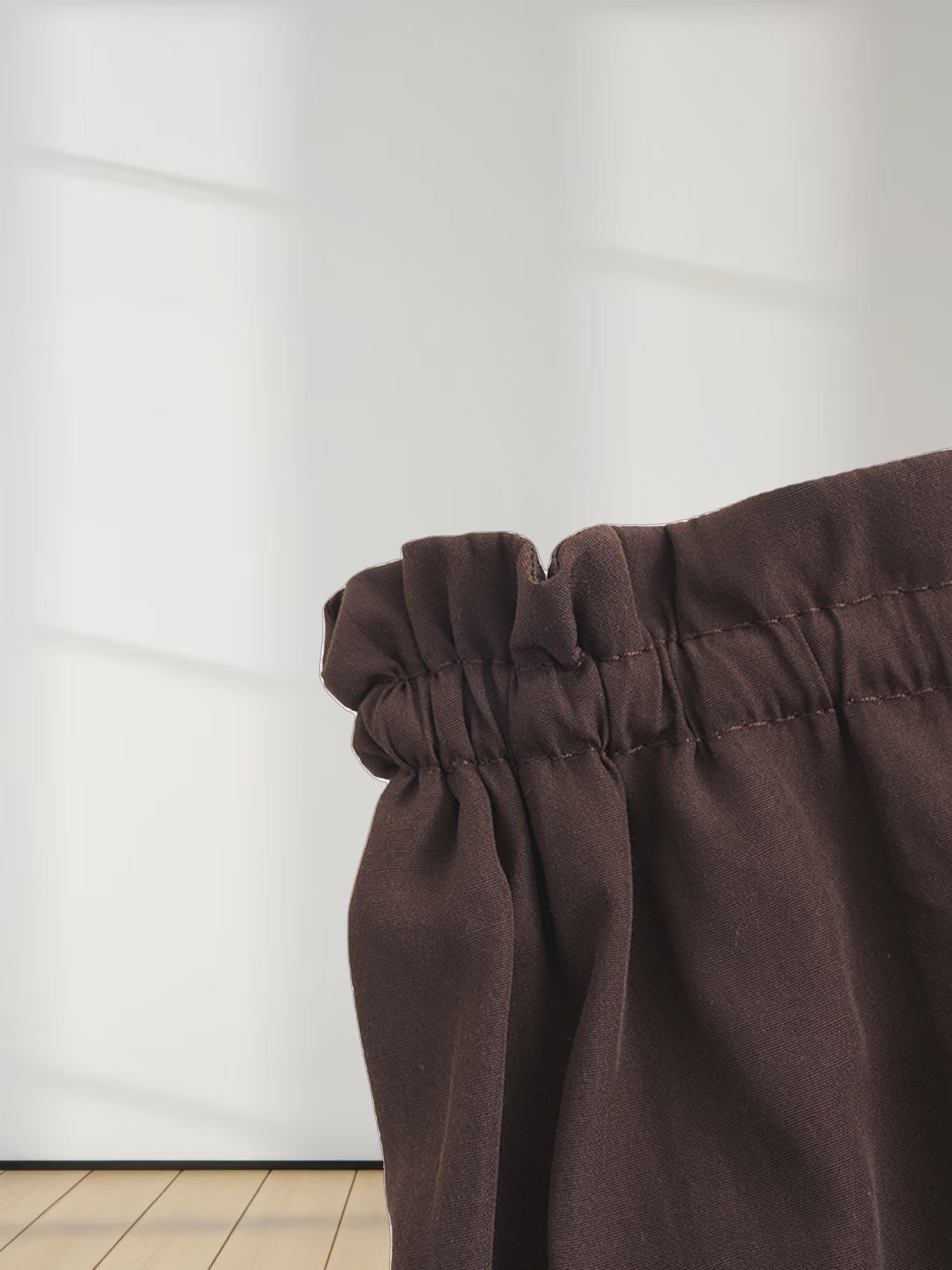 DRAWSTRING RUFFLE SKIRT-BROWN