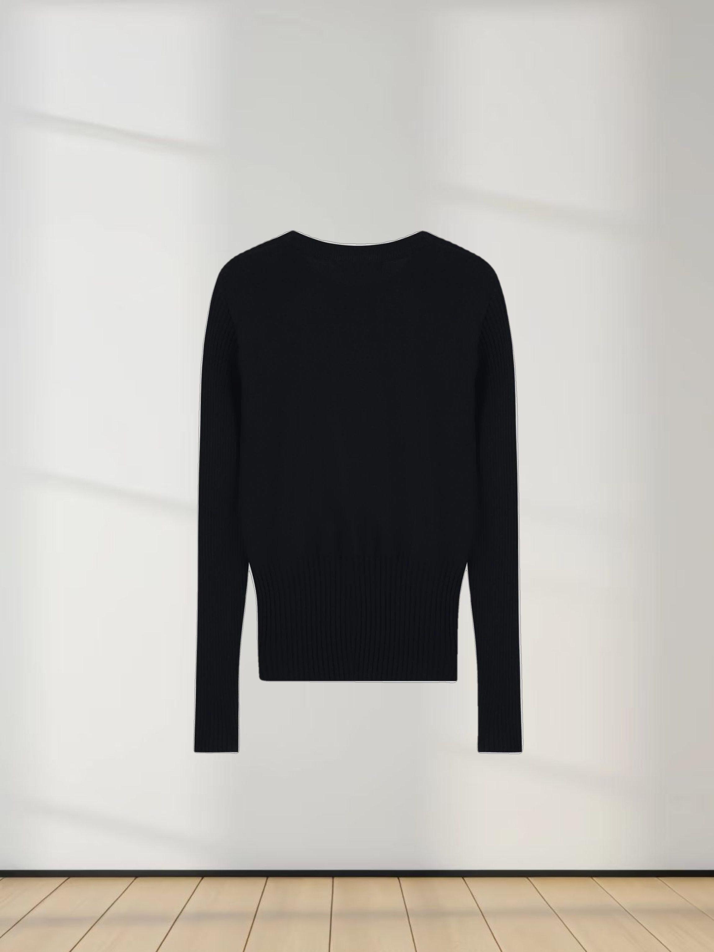 RIBBED WAISTED SWEATER-BLACK