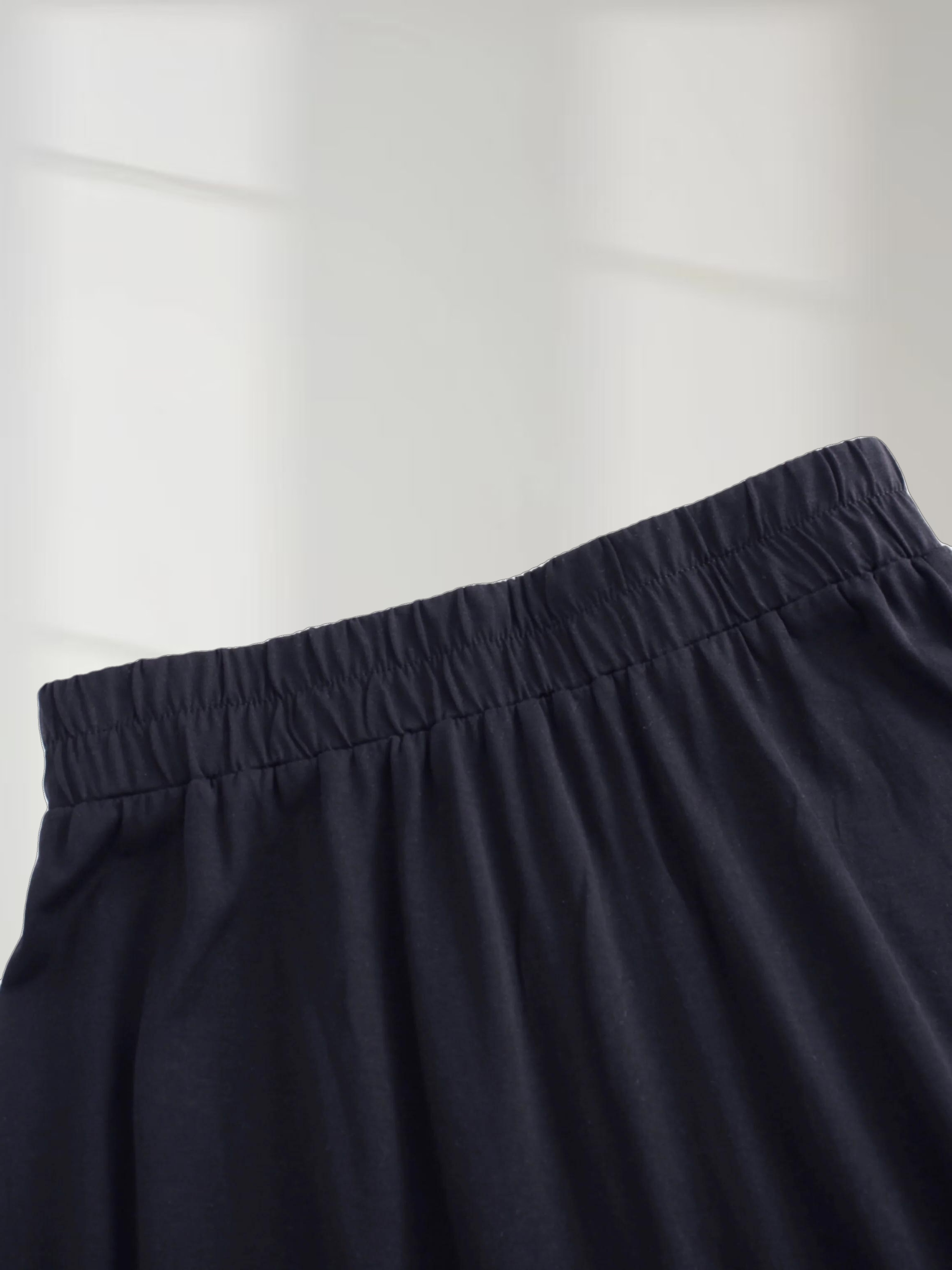 Elastic Waist T-Shirt Skirt-Navy
