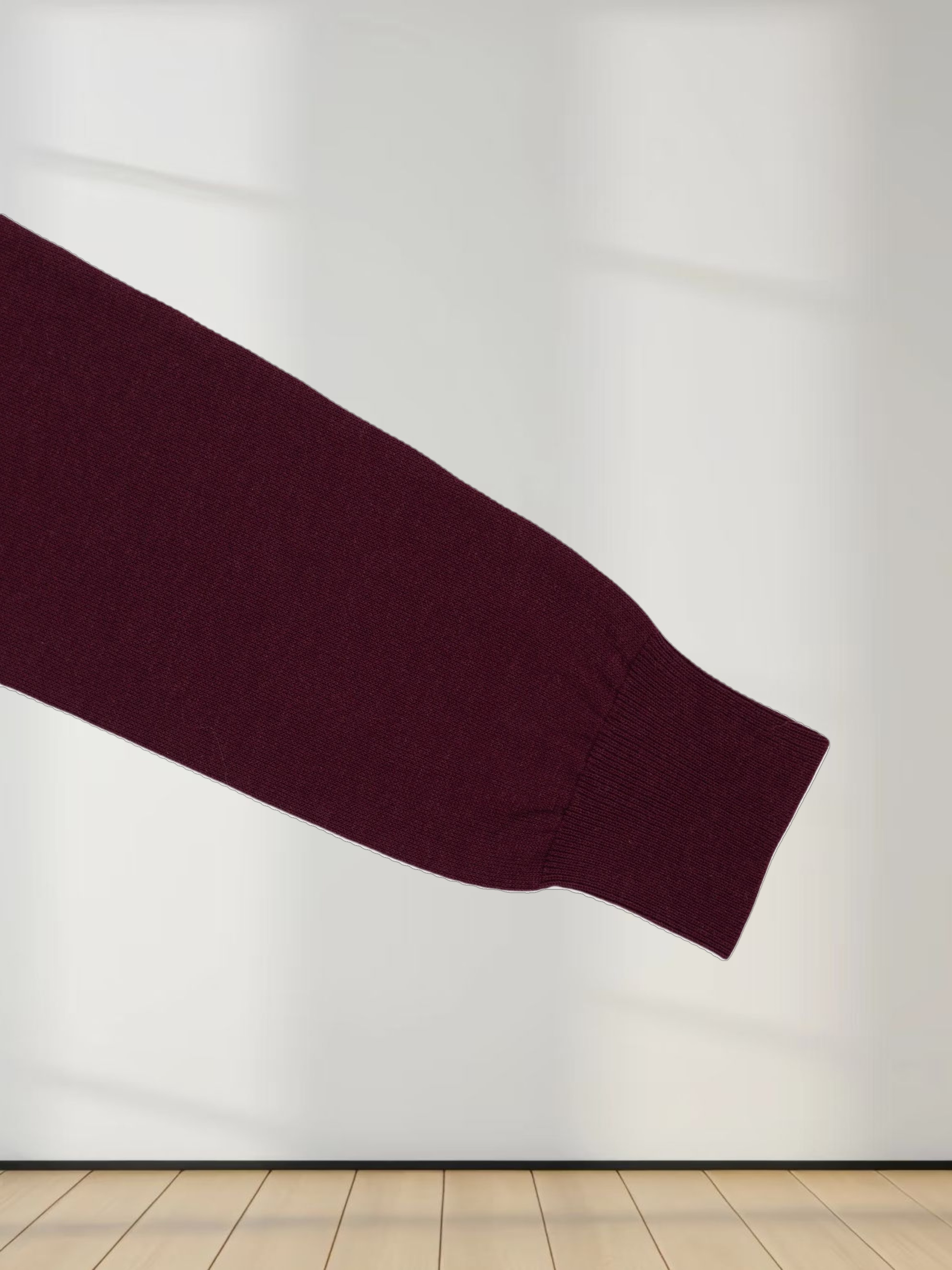 Wool Blend Collared Cardigan-Burgundy