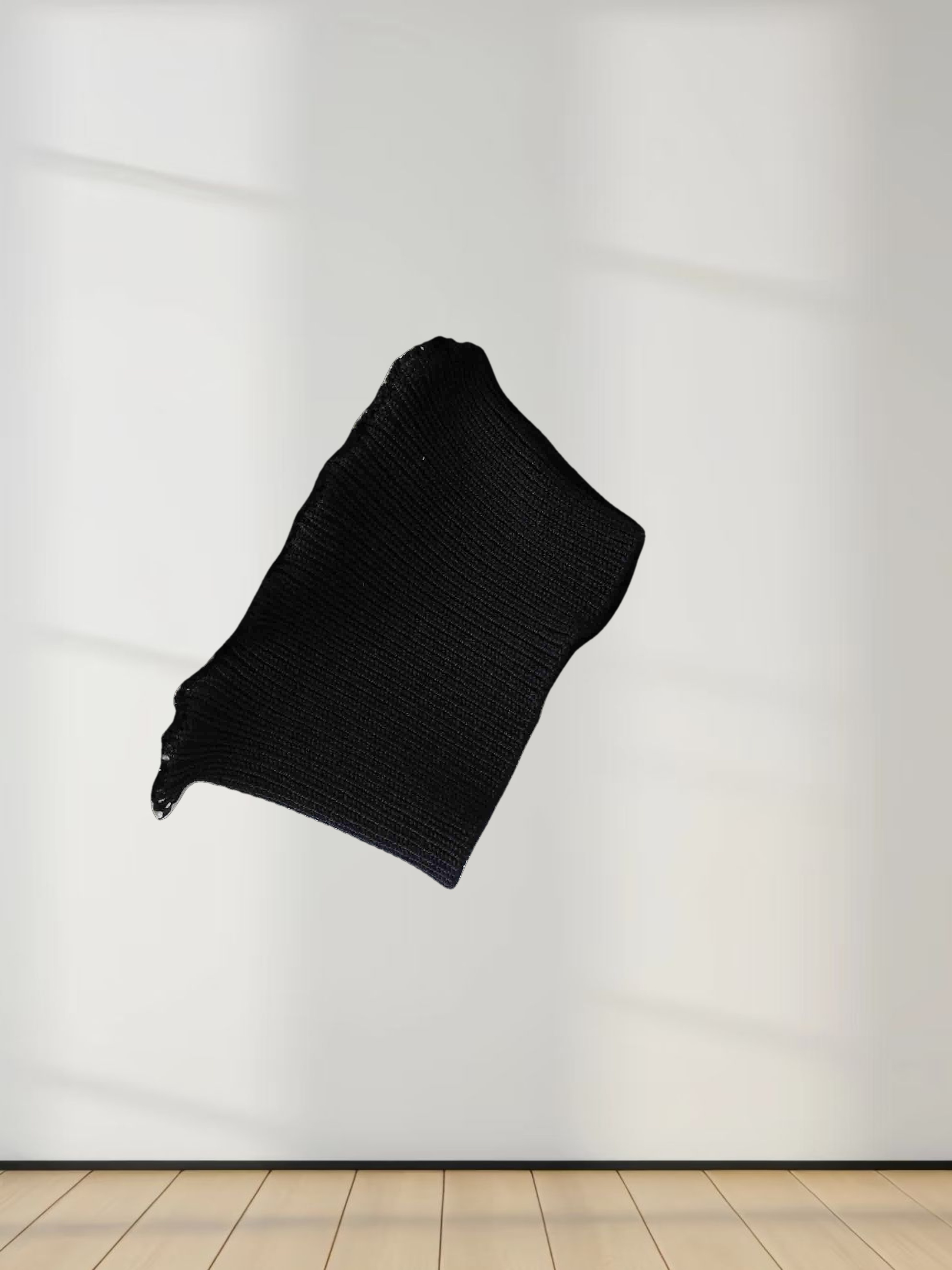 Balloon Sleeve Sweater-Black/Cream