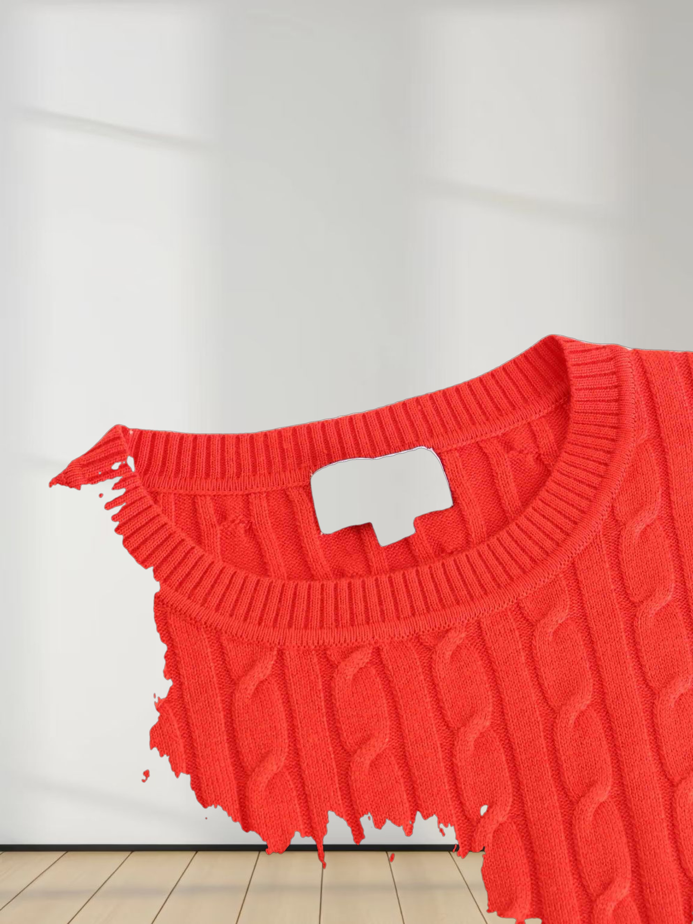 Knit Cable Sweater-Persimmon Orange