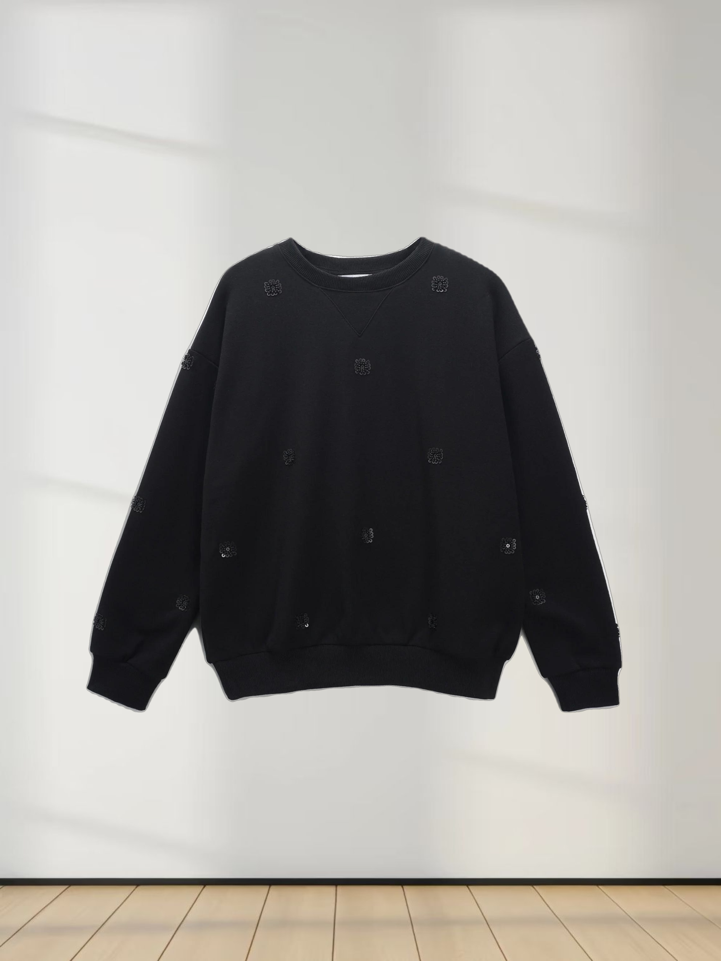 Embellished Sweatshirt-Black/Black