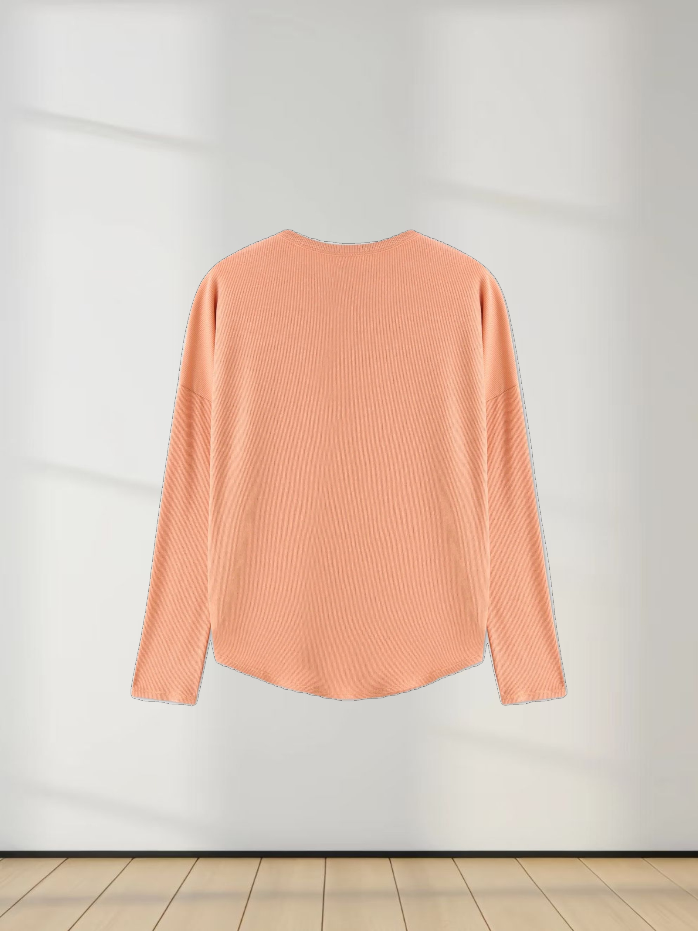 Ribbed Swing Tee-Peach
