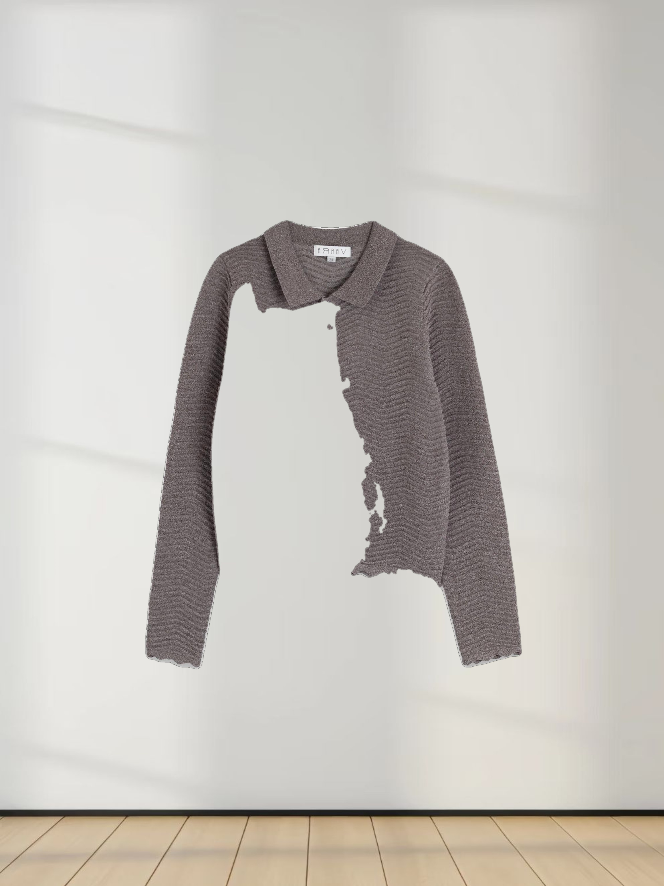 Wave Knit Cardigan-Heathered Brown