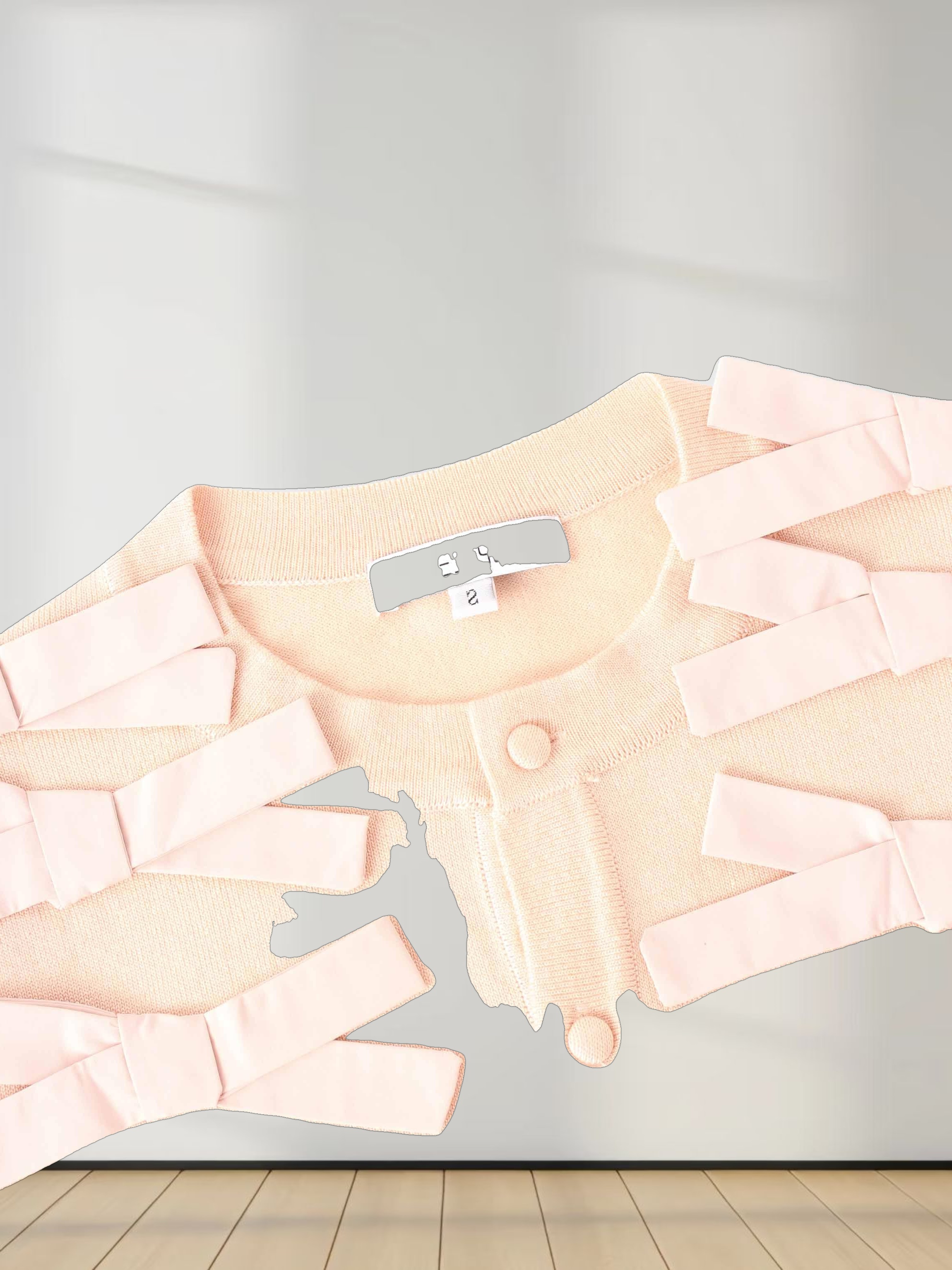 Cropped Bow Cardigan-Peach
