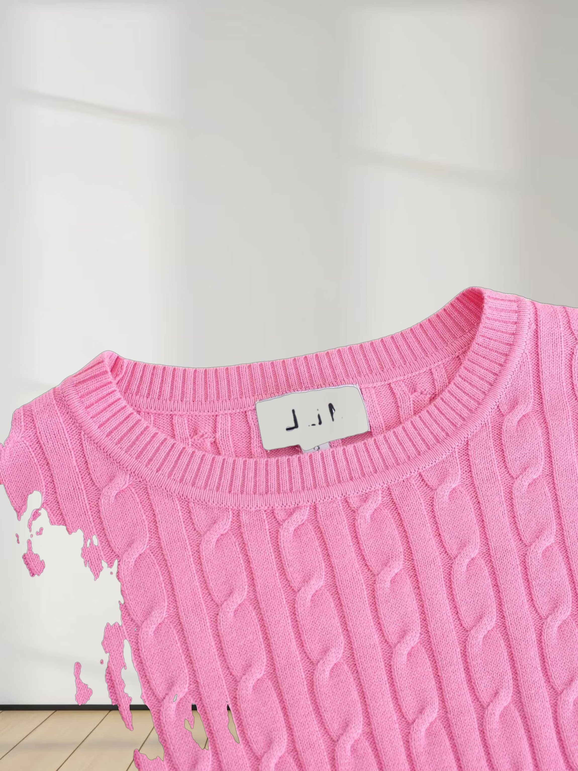 Knit Cable Sweater-Bubble Gum Pink