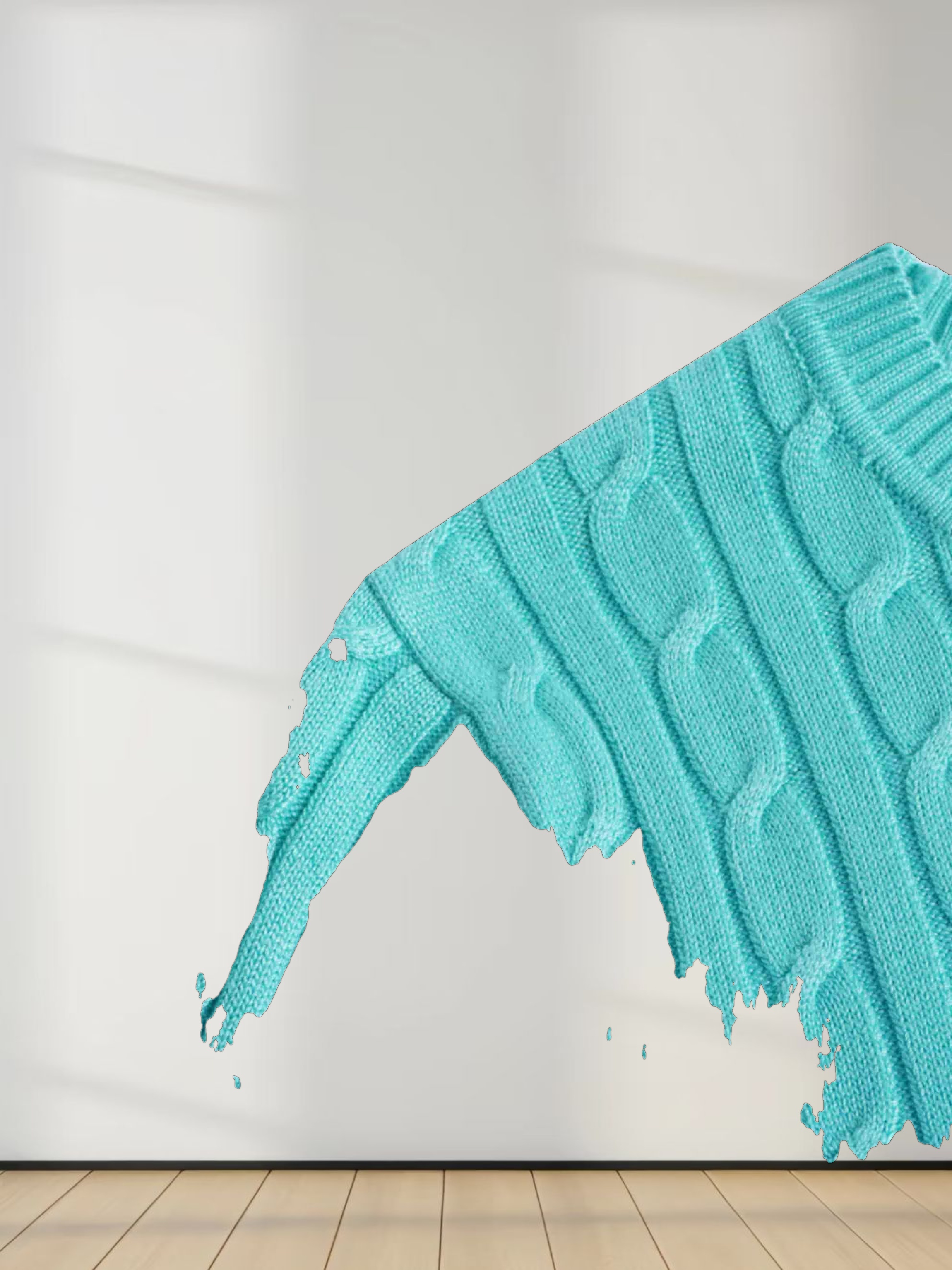 Knit Cable Sweater-Aqua