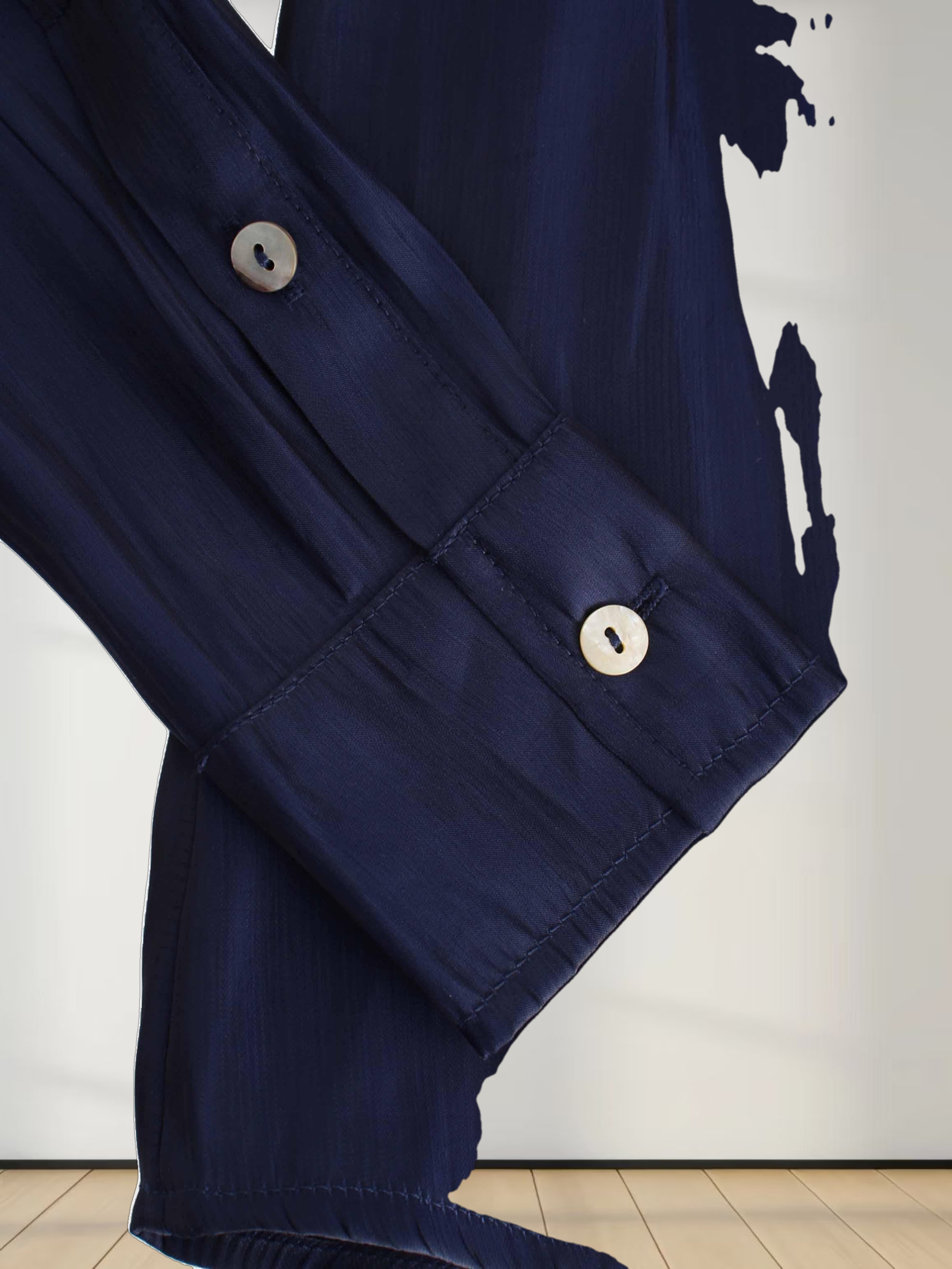 Shimmer Tie Blouse-Navy