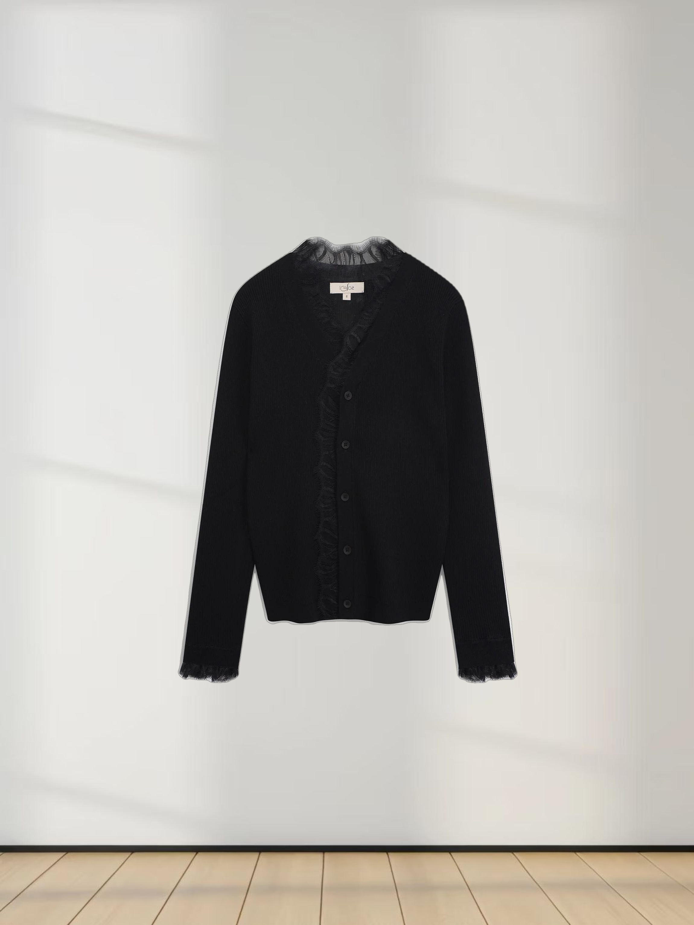 Lace Trimmed Sweater-Black