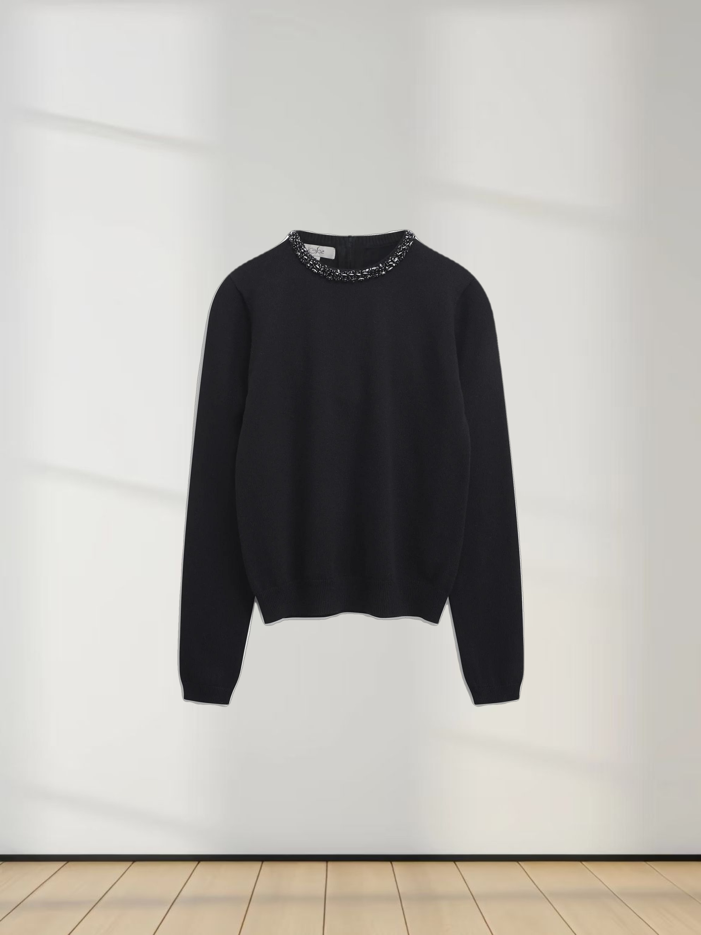 Embellished Crew Sweater-Black