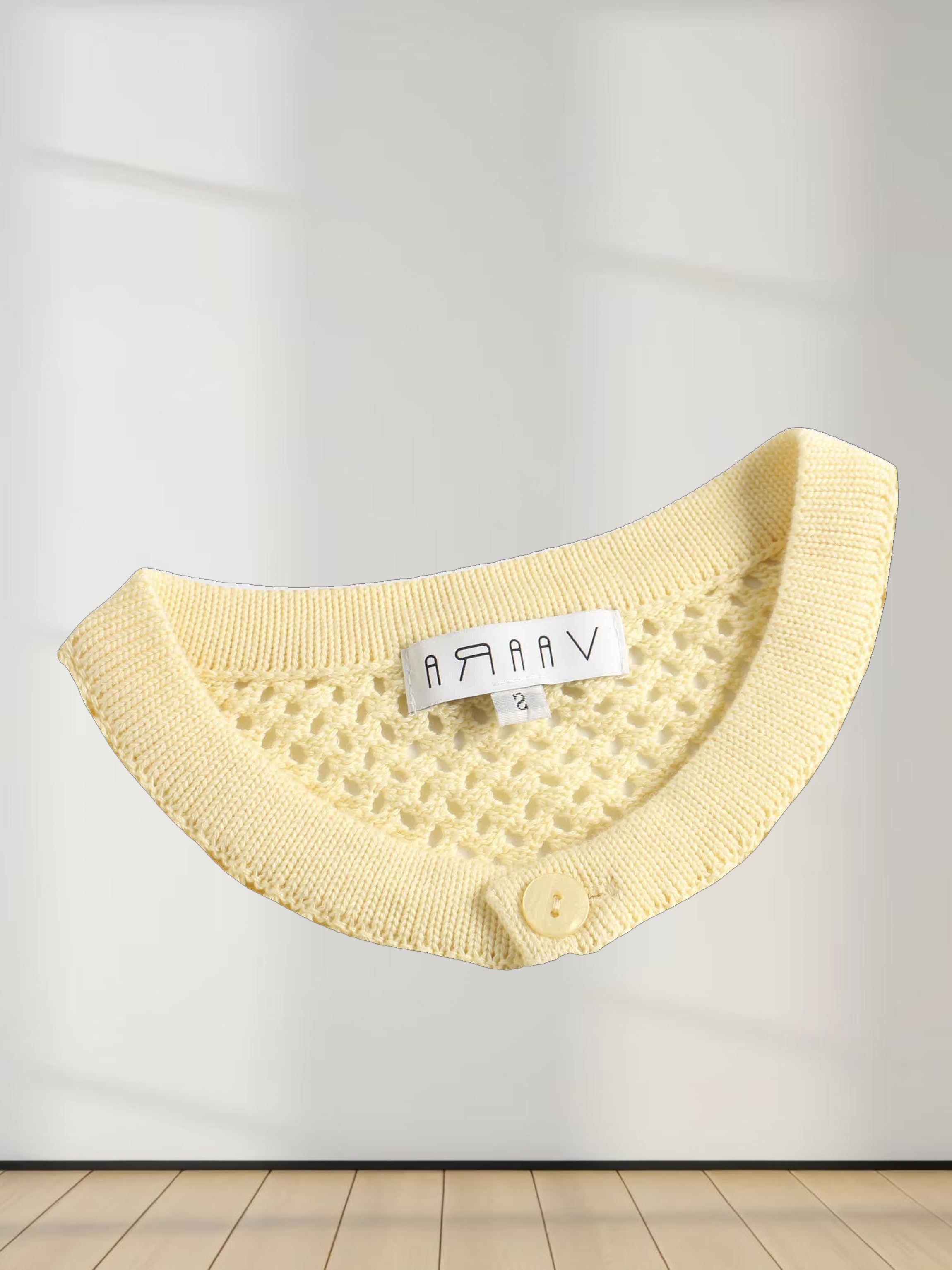 Crochet Knit Button Down Cardigan-Creamy Yellow