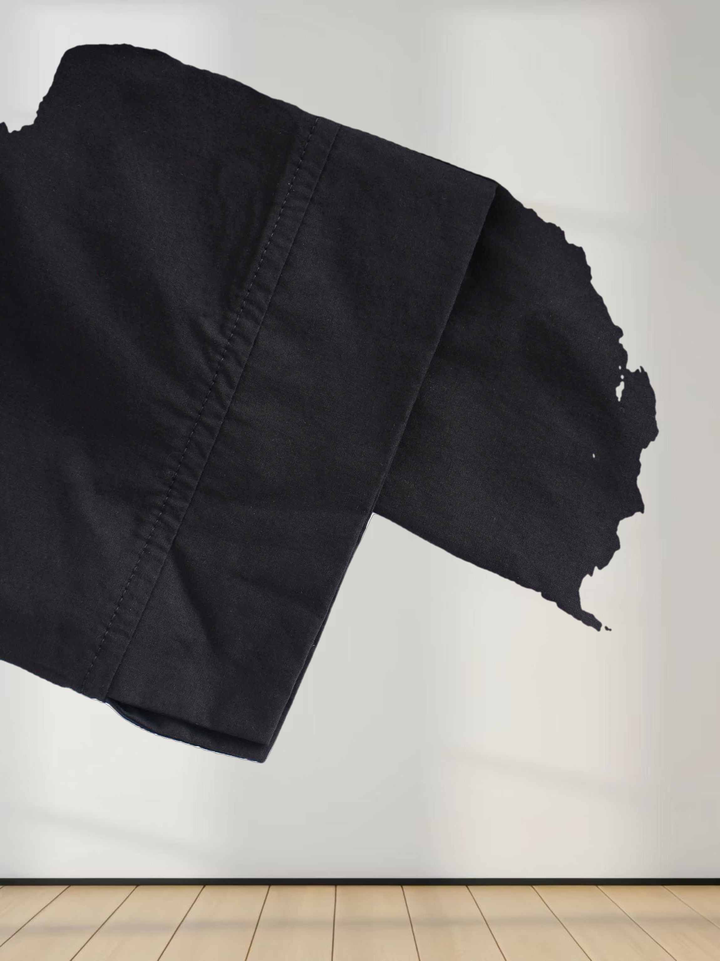 Elastic Waist Tiered Shirtdress-Black