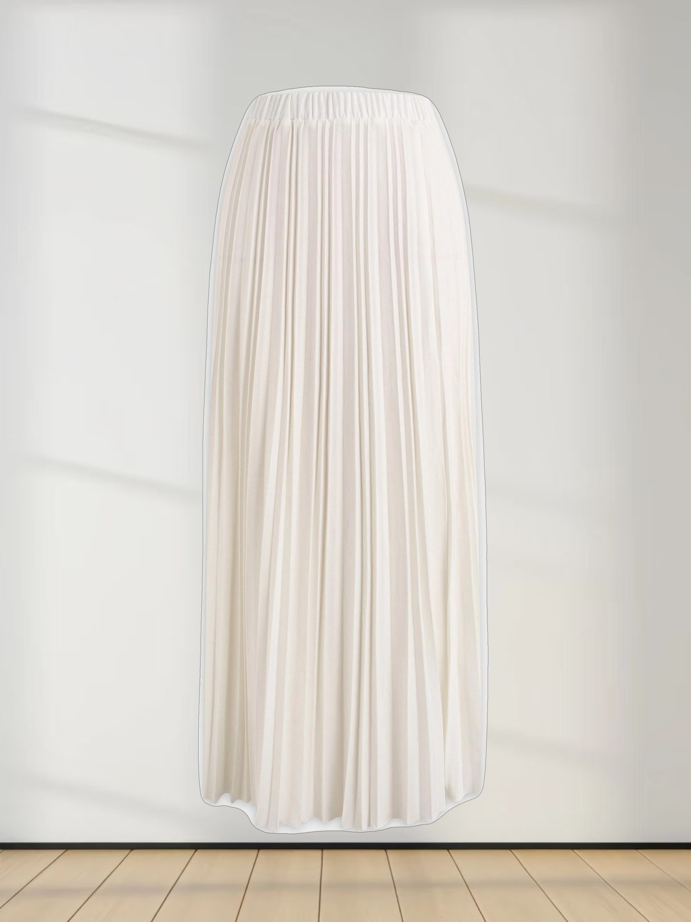 Denim Pleated Skirt-White