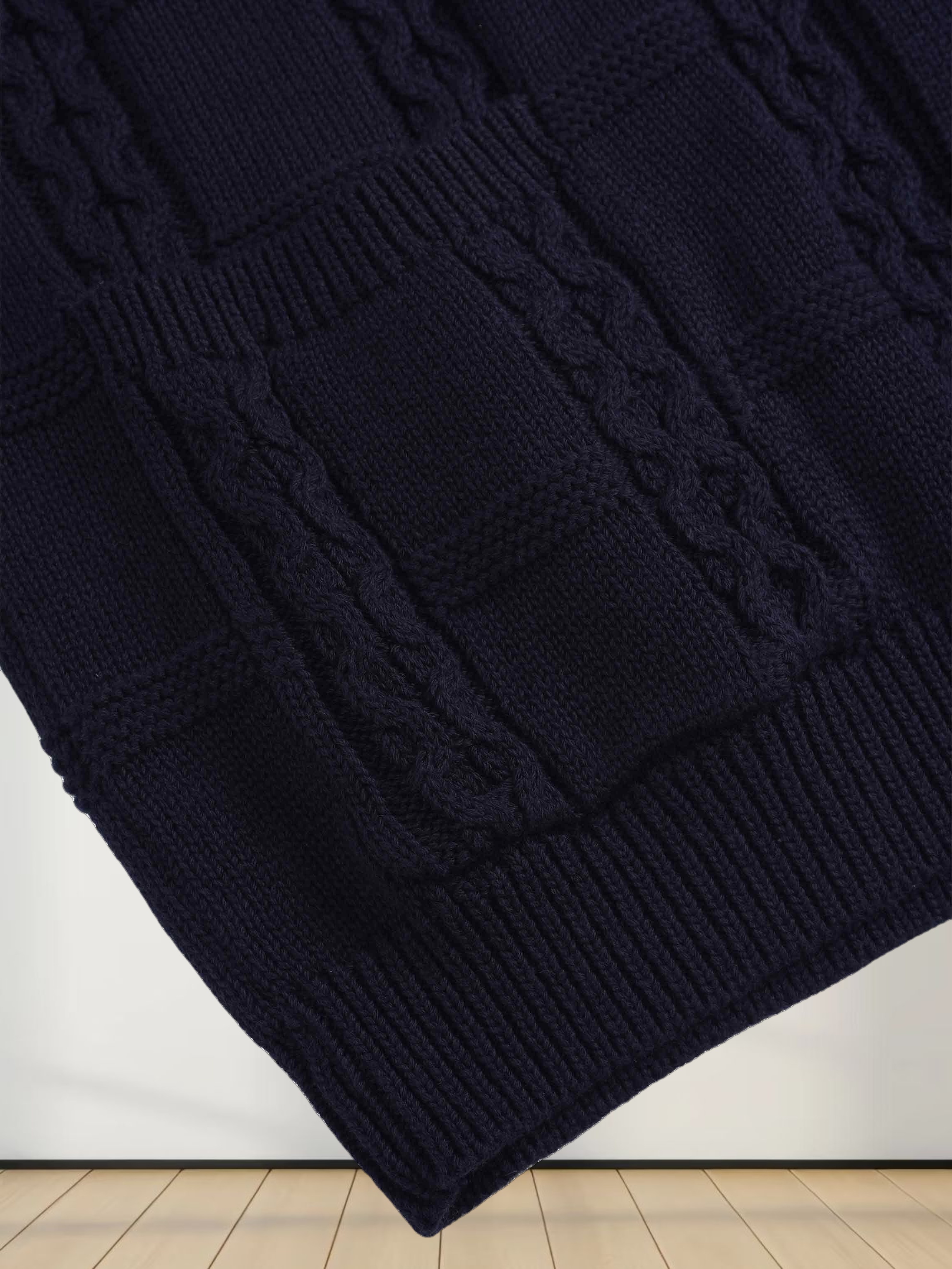 Cable Design Cardigan-Navy