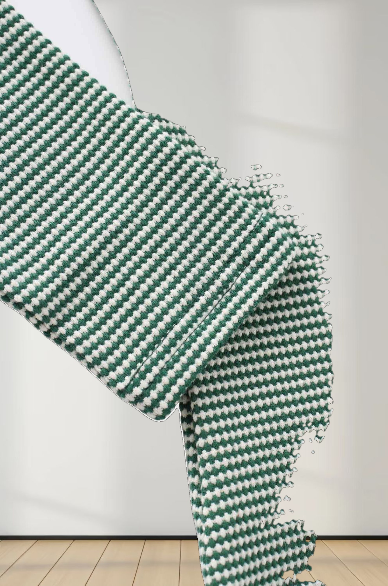 Waffle Striped Crew Tee-Green/White