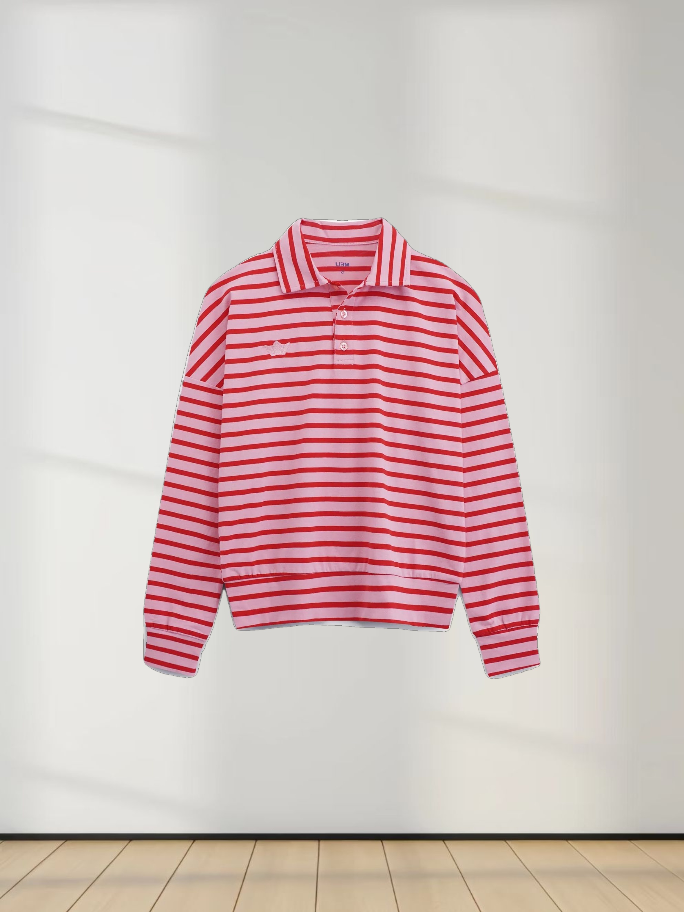 Collared Bomber Tee-Pink/Raspberry