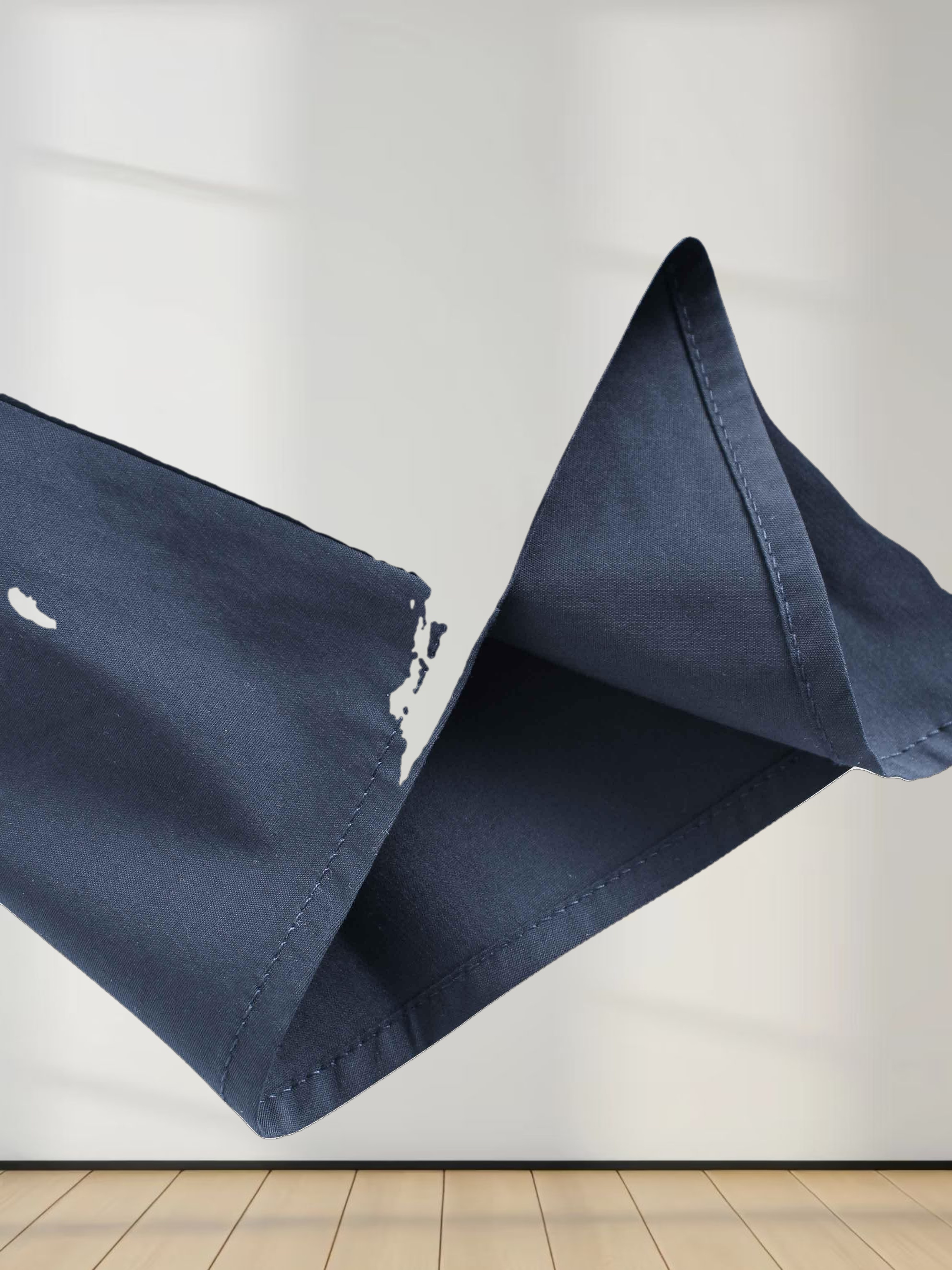 Front Zipper Cotton Circle Skirt-Navy