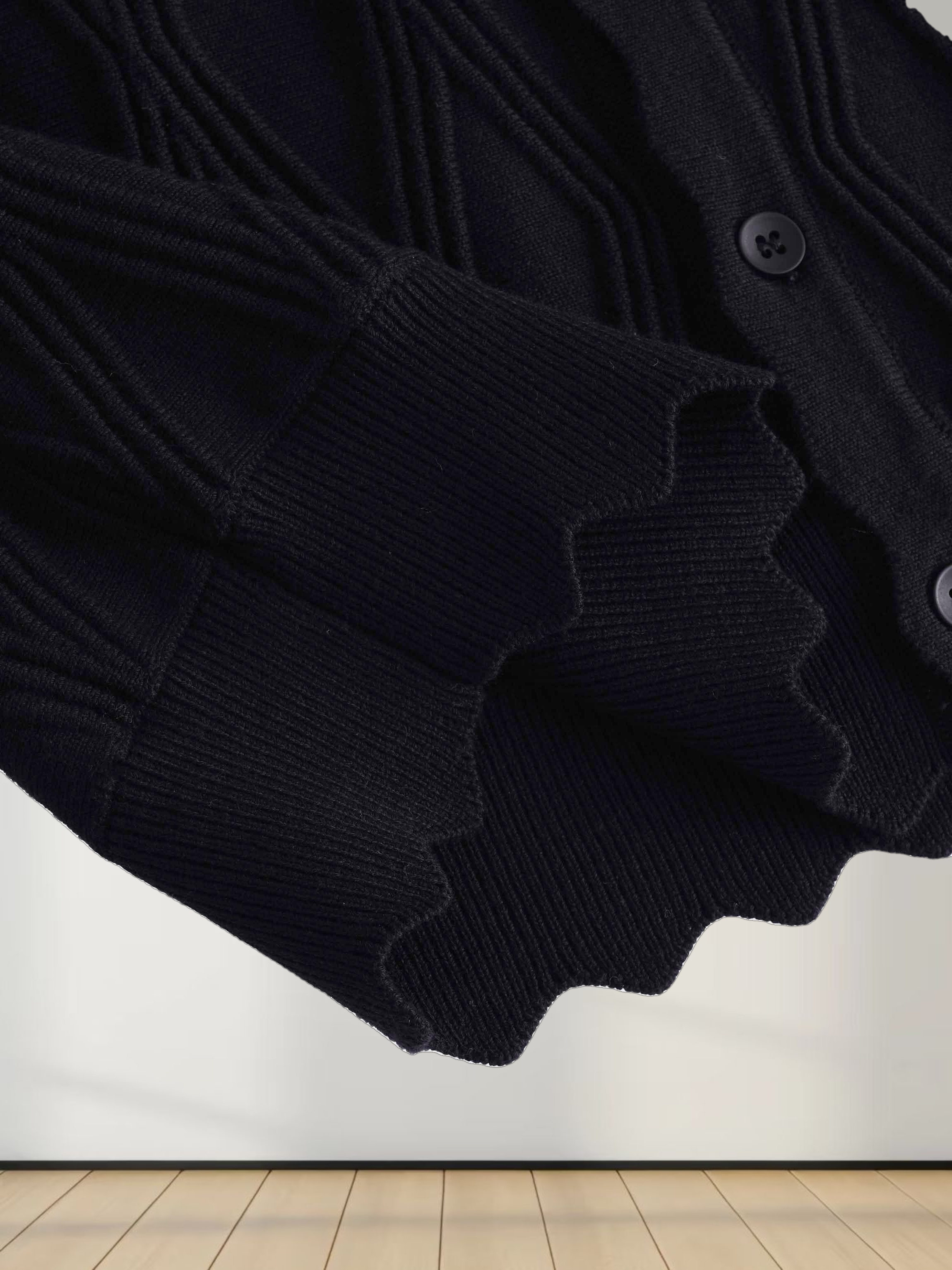 Scalloped Edge Cardigan-Black