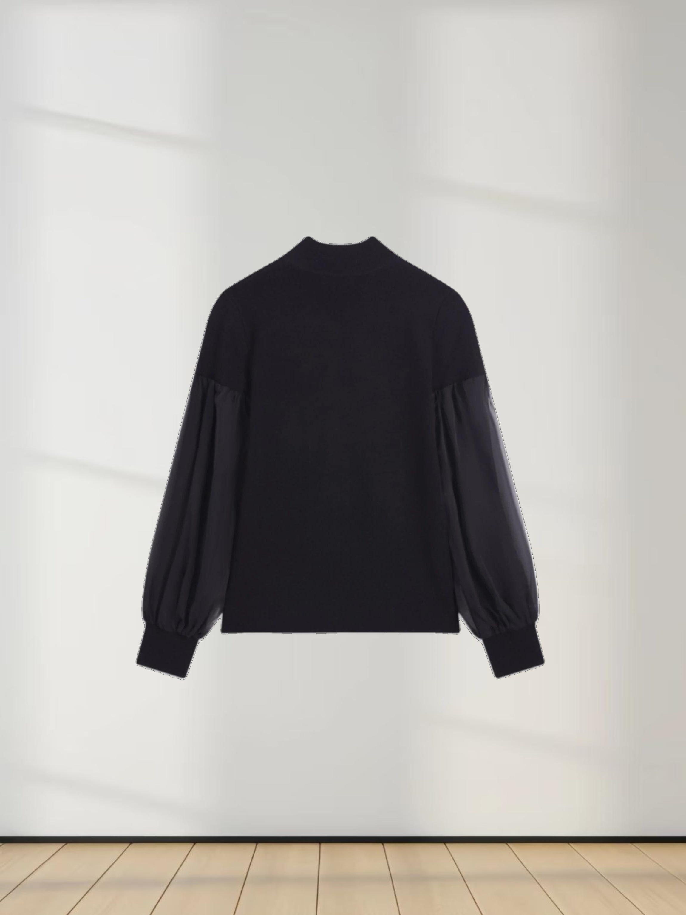 Melania Chiffon Sweater-Black