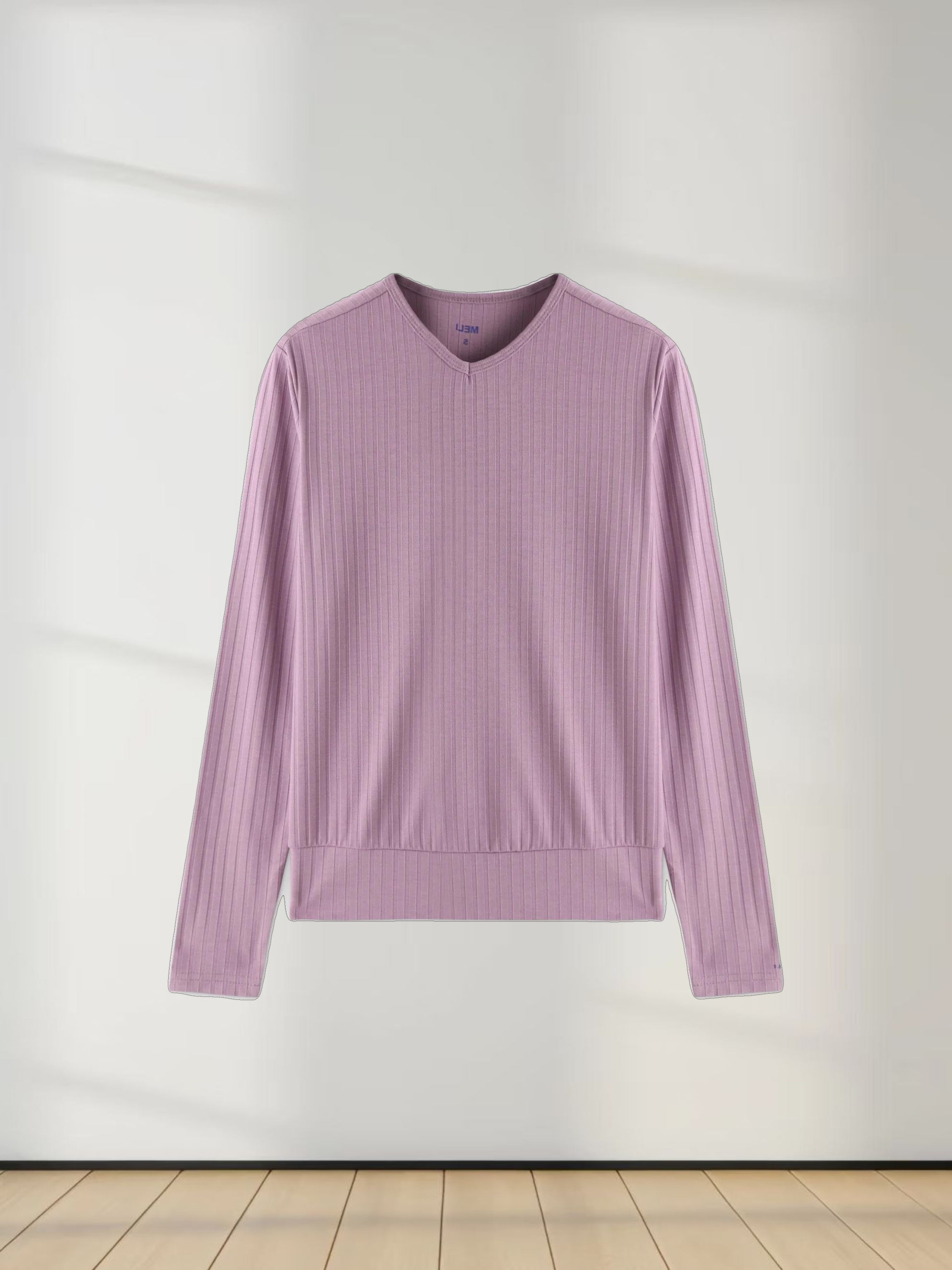 Ribbed High V Bomber-Lavender