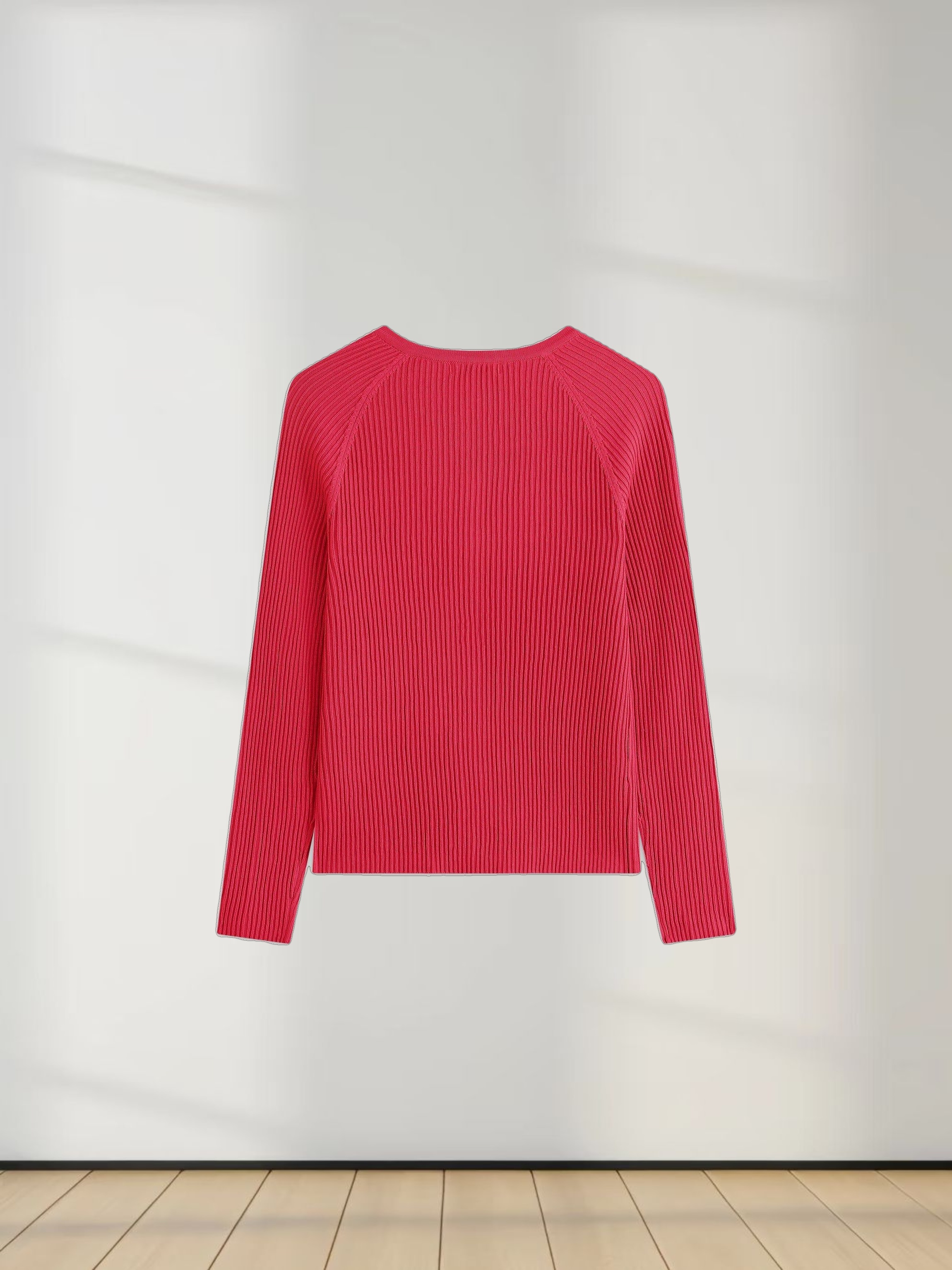 Ribbed Knit Cardigan-Hot Pink
