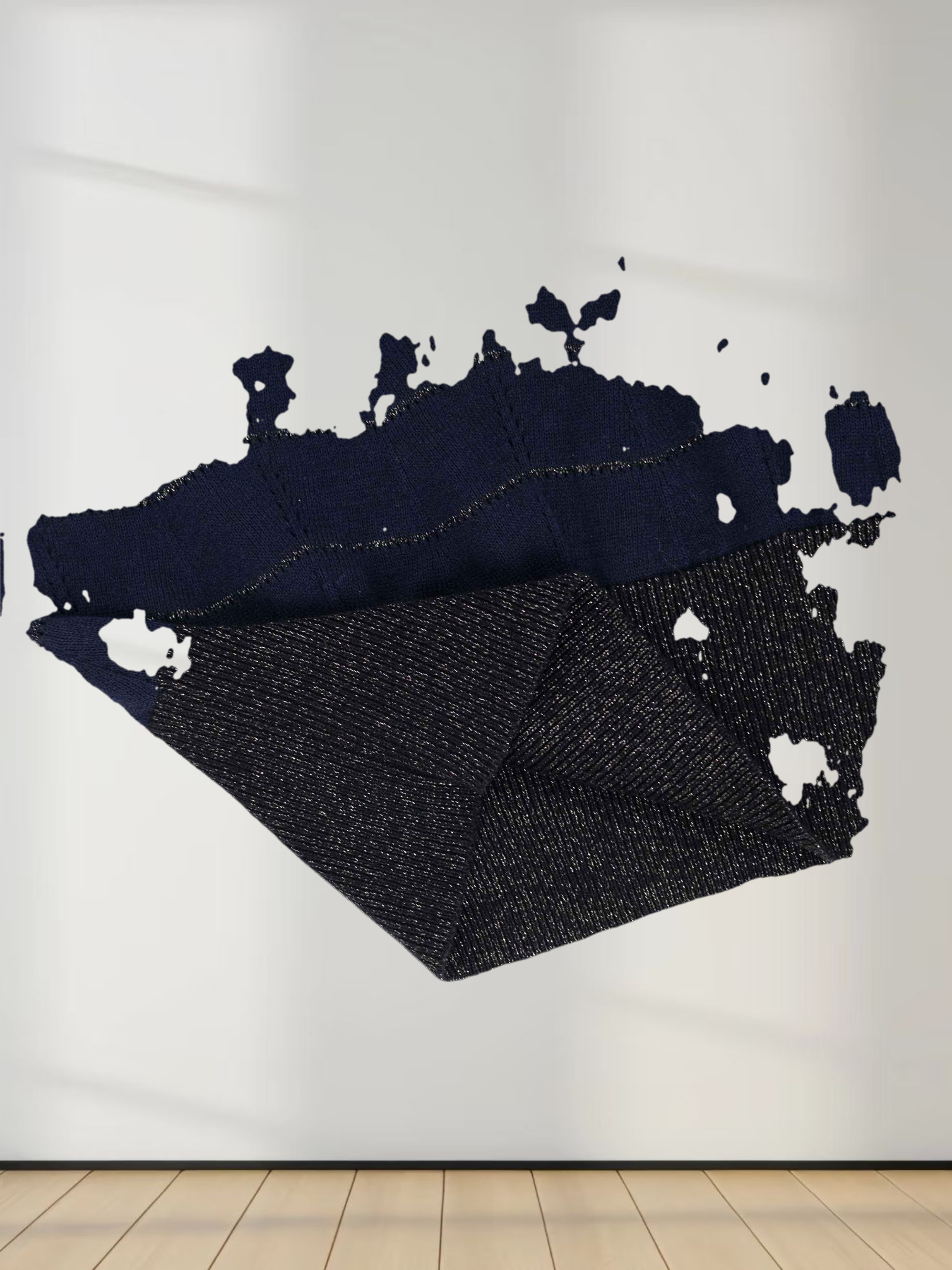 Lurex Striped Sweater-Navy/Black