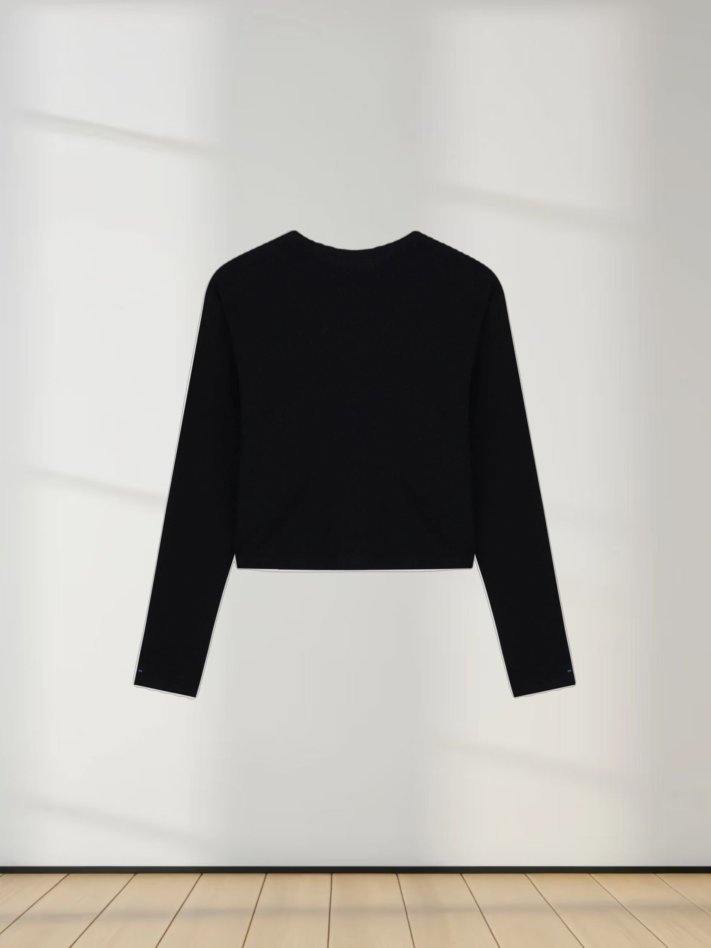 Basic T-Shirt Cropped Cardigan-Black