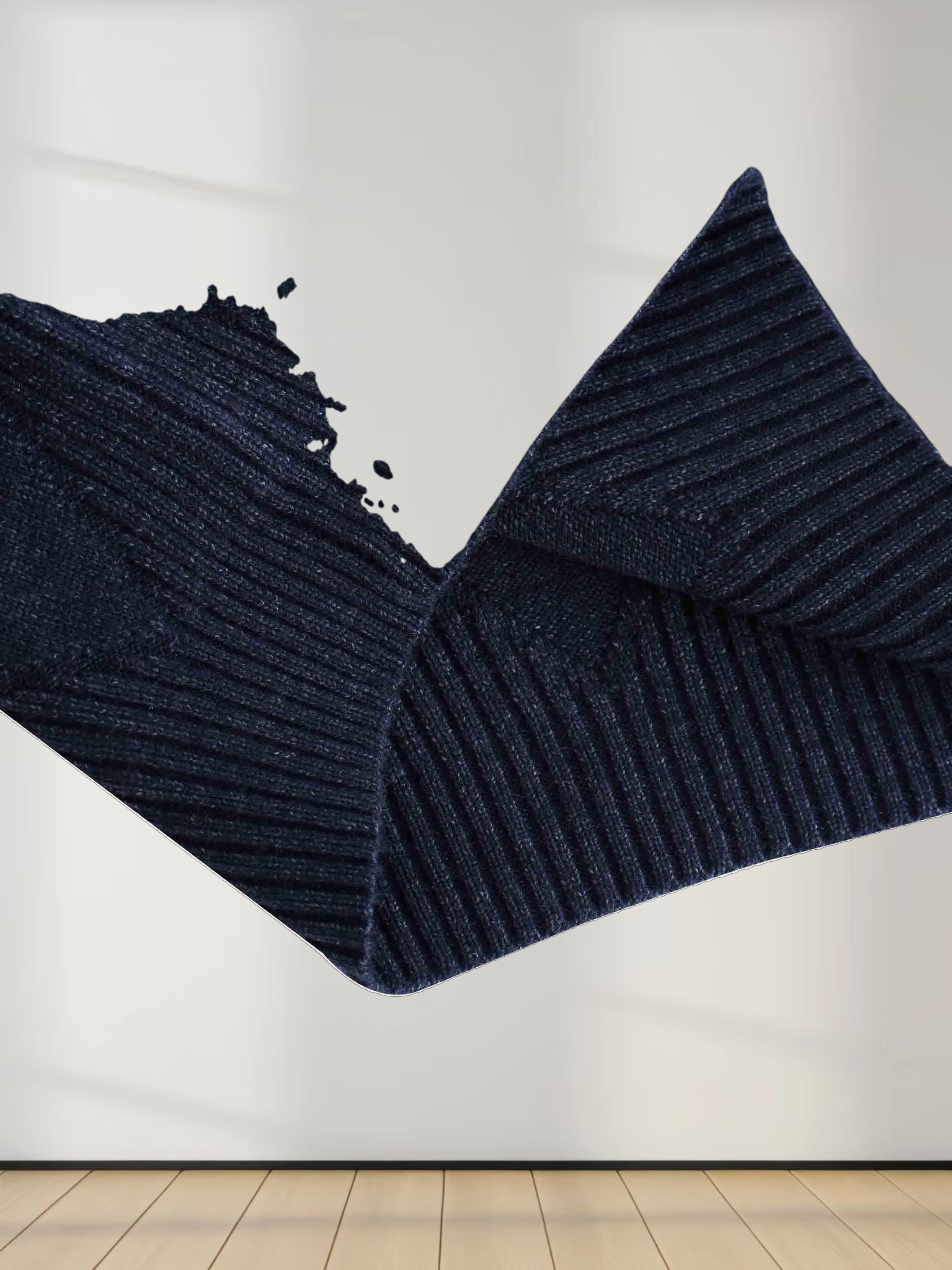 Oversized Diamond Detail Sweater-Heathered Navy