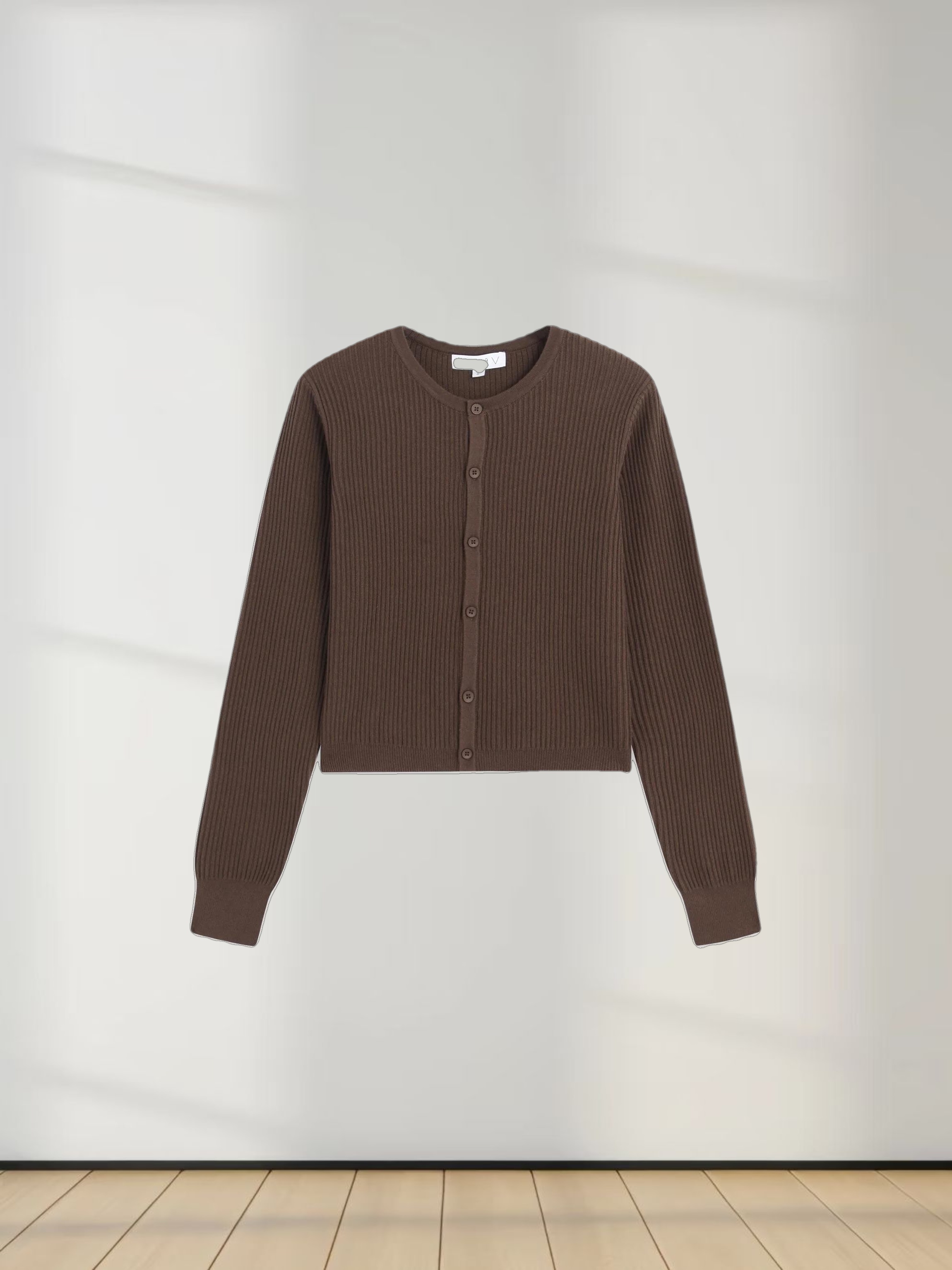 Button Down Ribbed Cardigan-Chocolate Brown