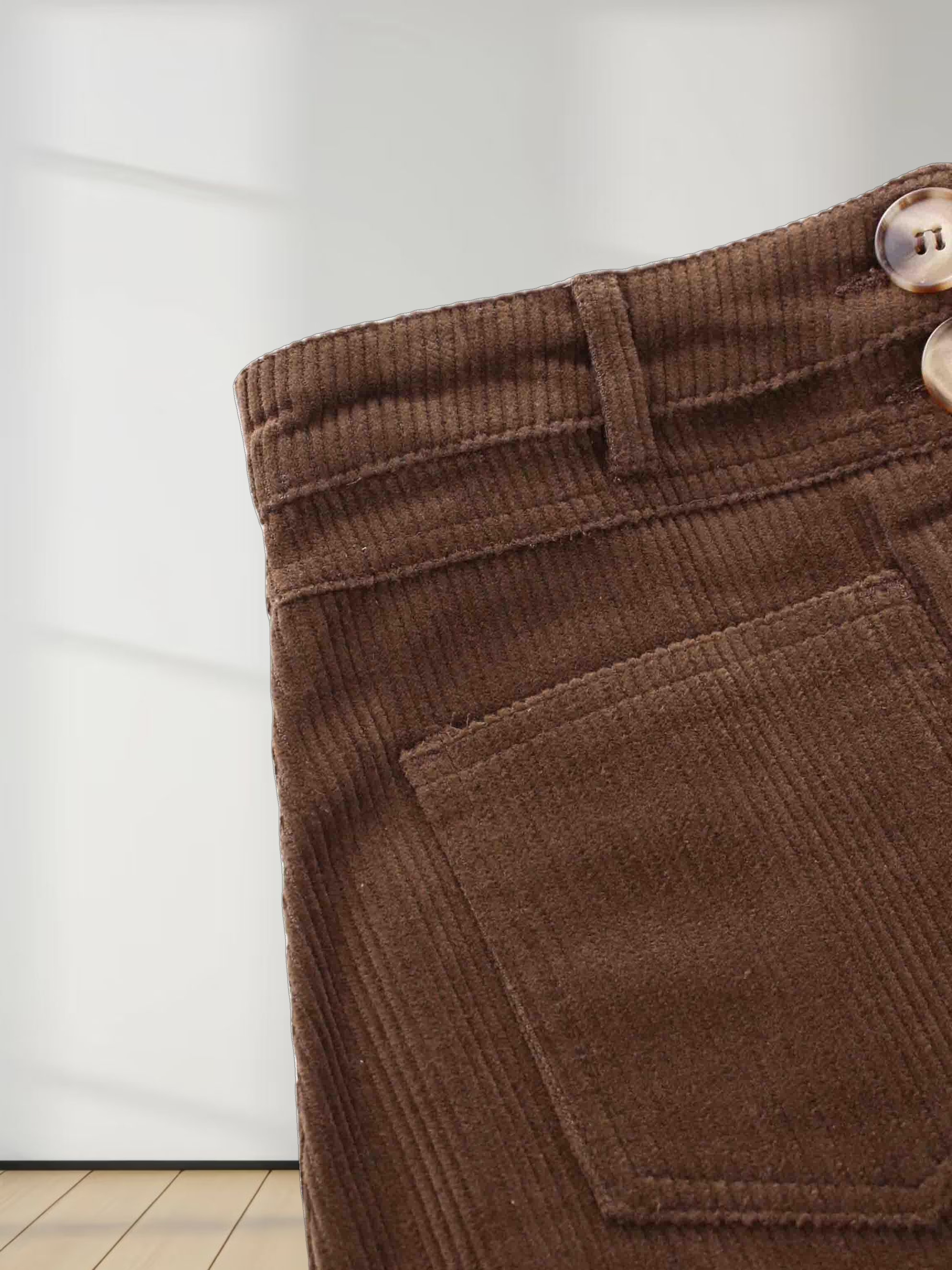 Straight Pocket Skirt-Brown