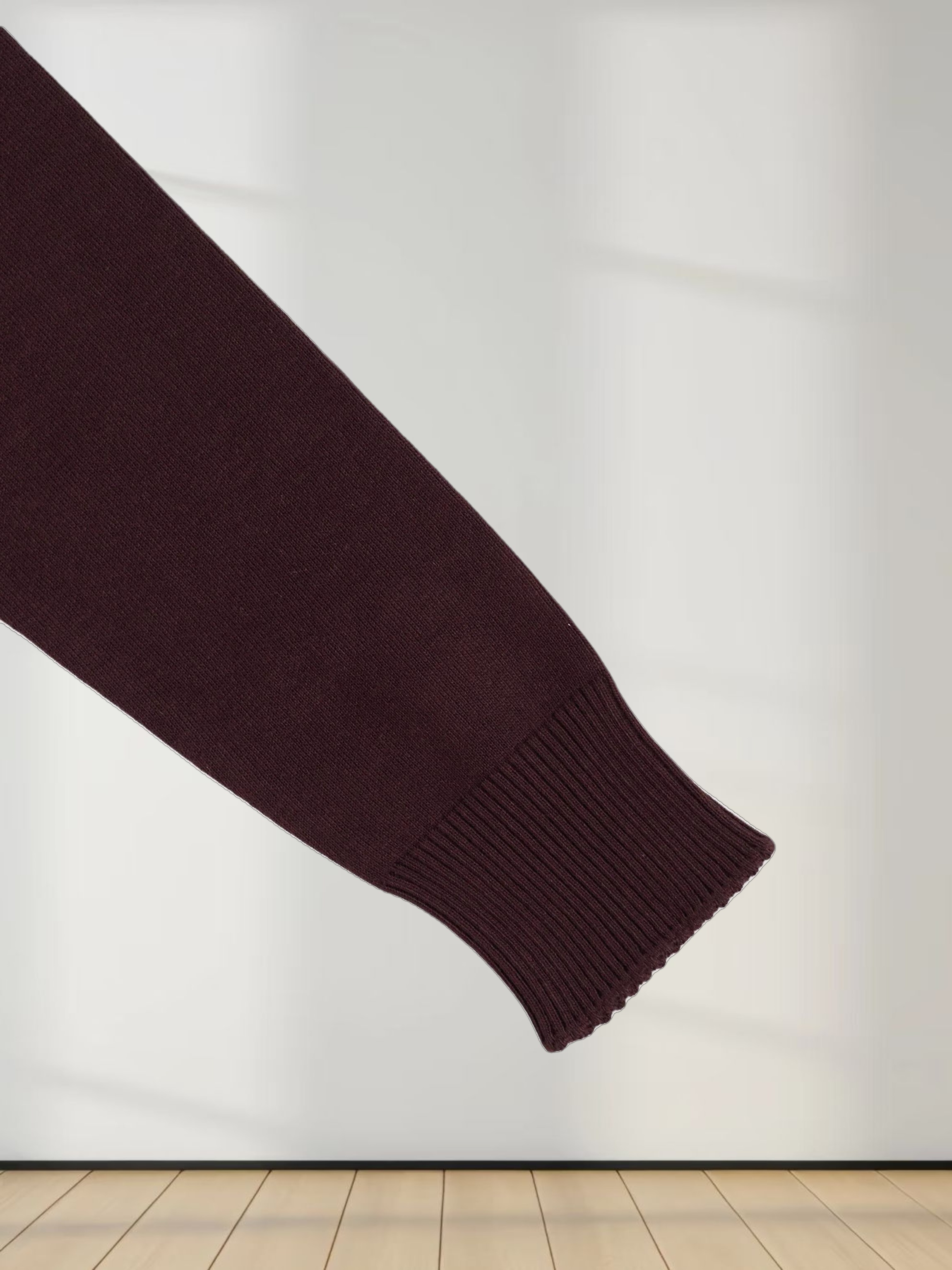 Trim Detail Crew Crop Cardigan-Chocolate Brown