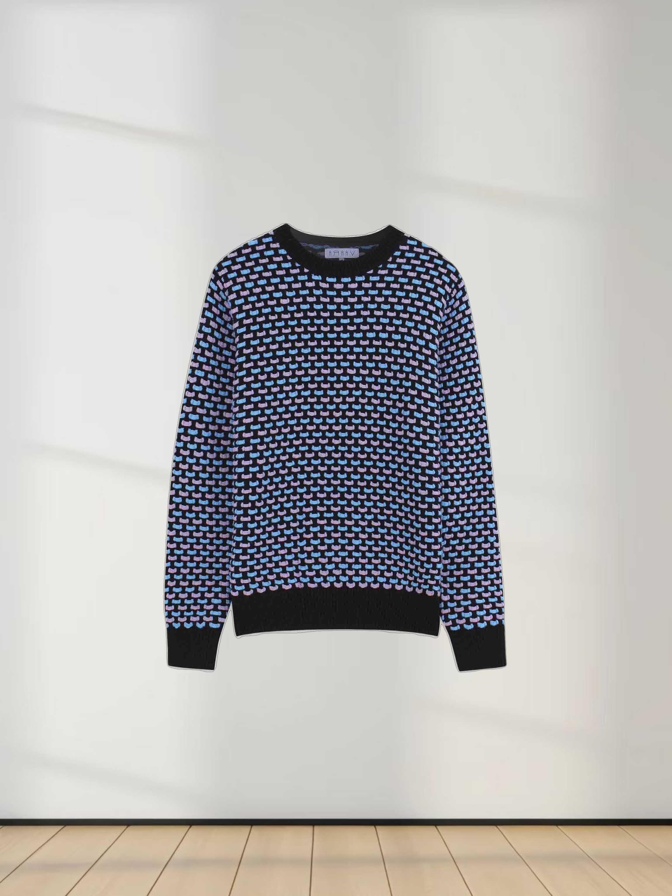 Basket Weave Sweater-Lavender/Blue