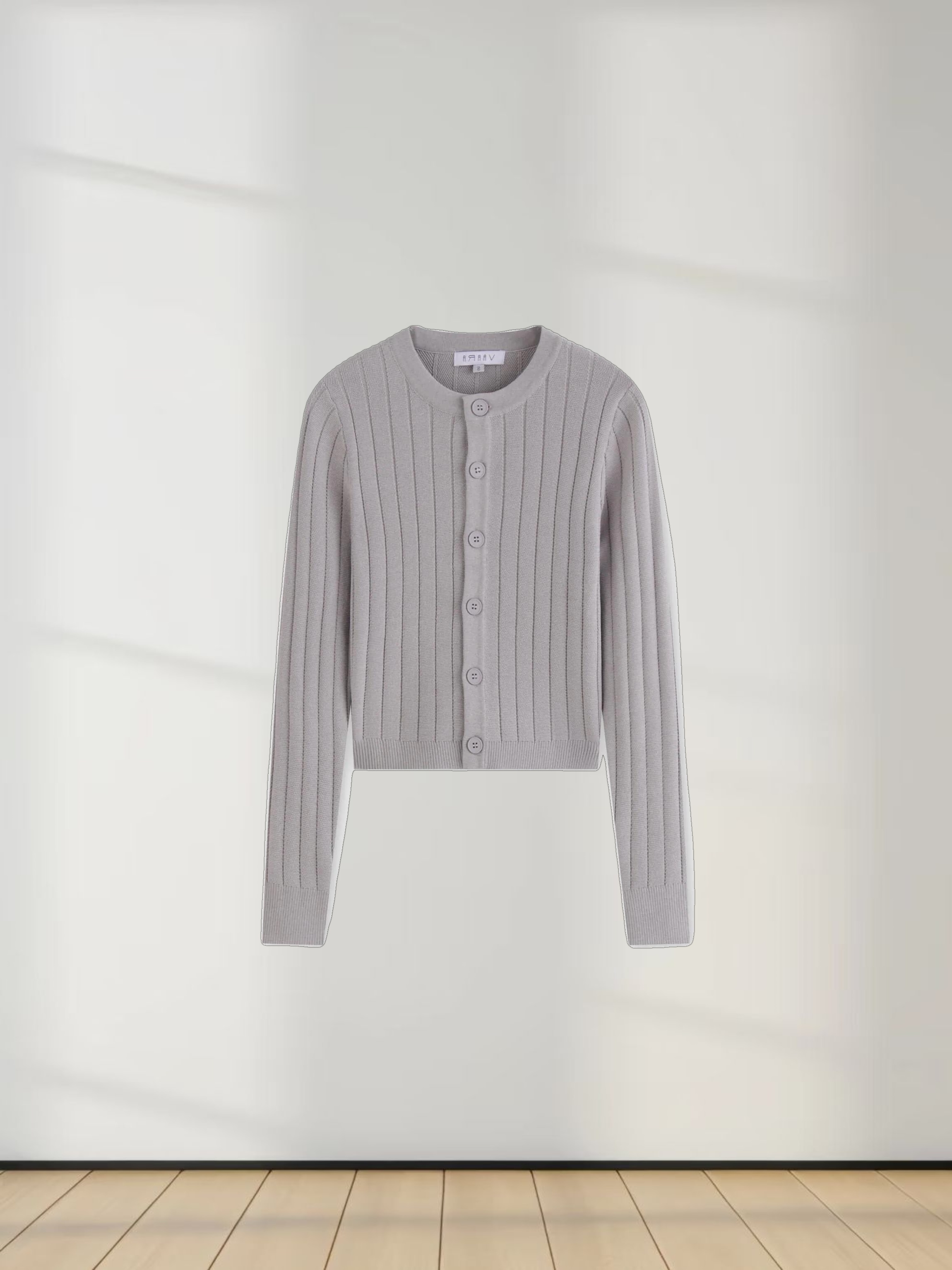 Silky Knit Cropped Cardigan-Silver Grey