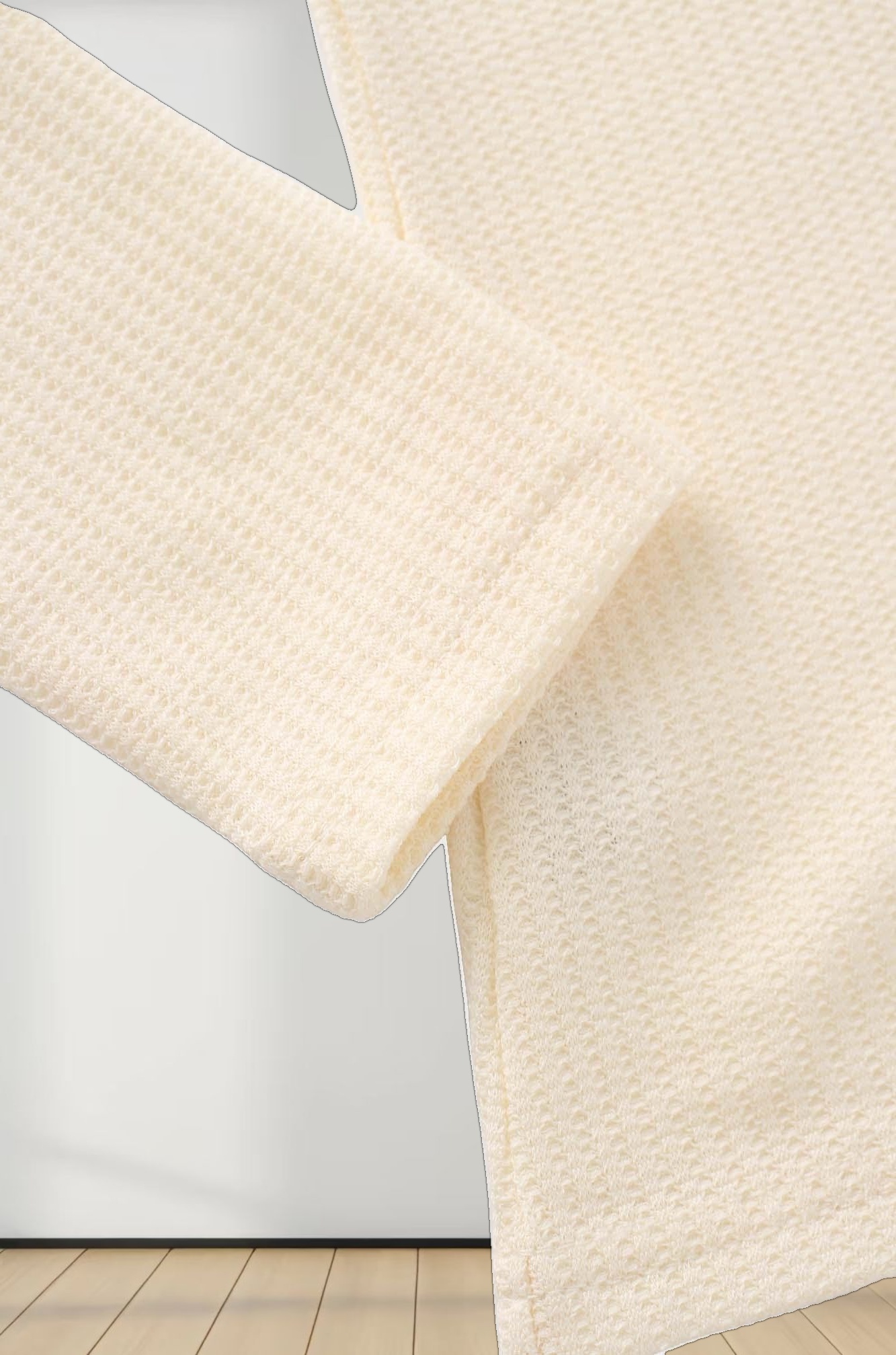 Textured Stretch Turtleneck-Ivory
