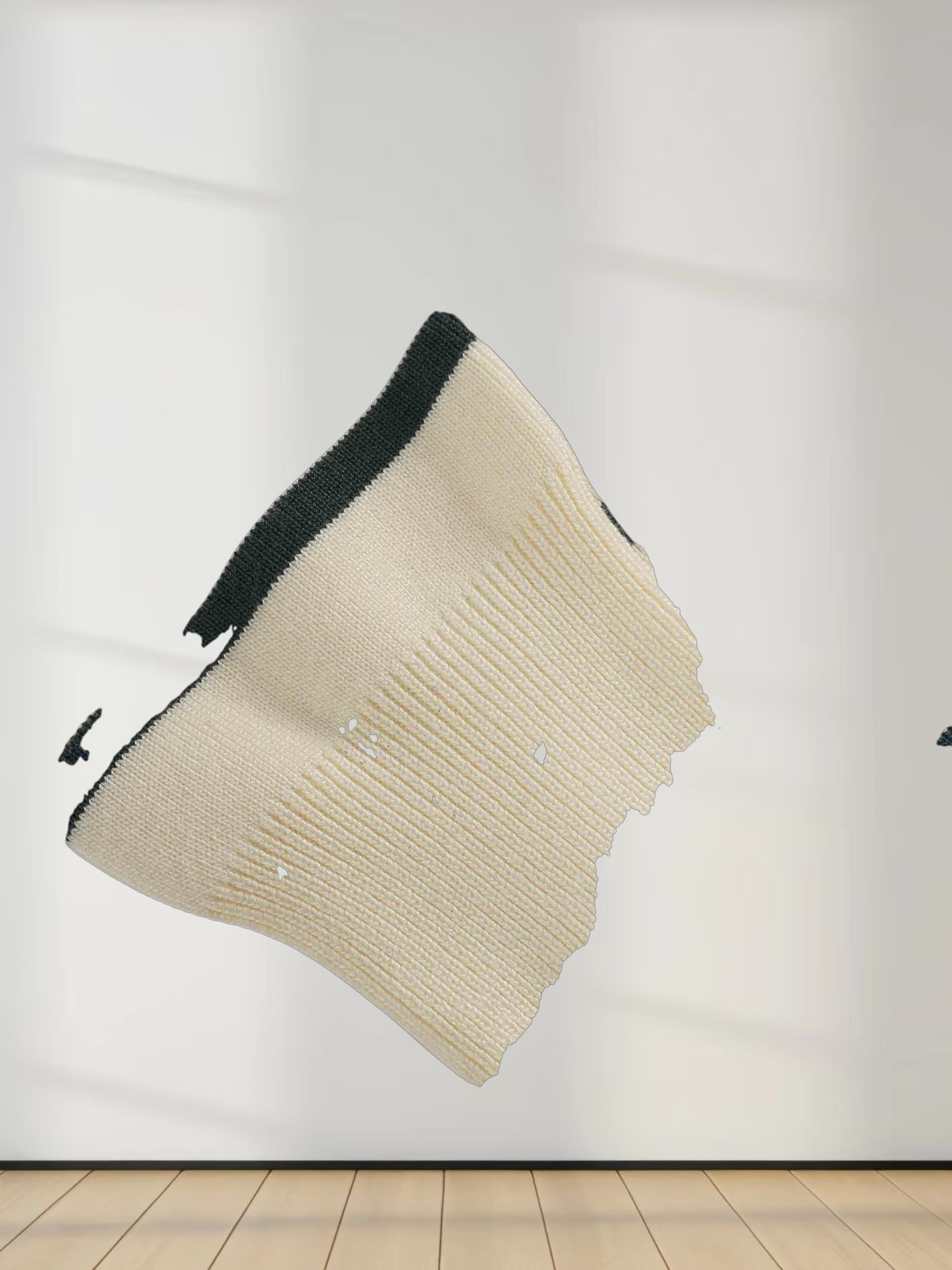 Mock Neck Thin Knit Sweater-Cream/Green