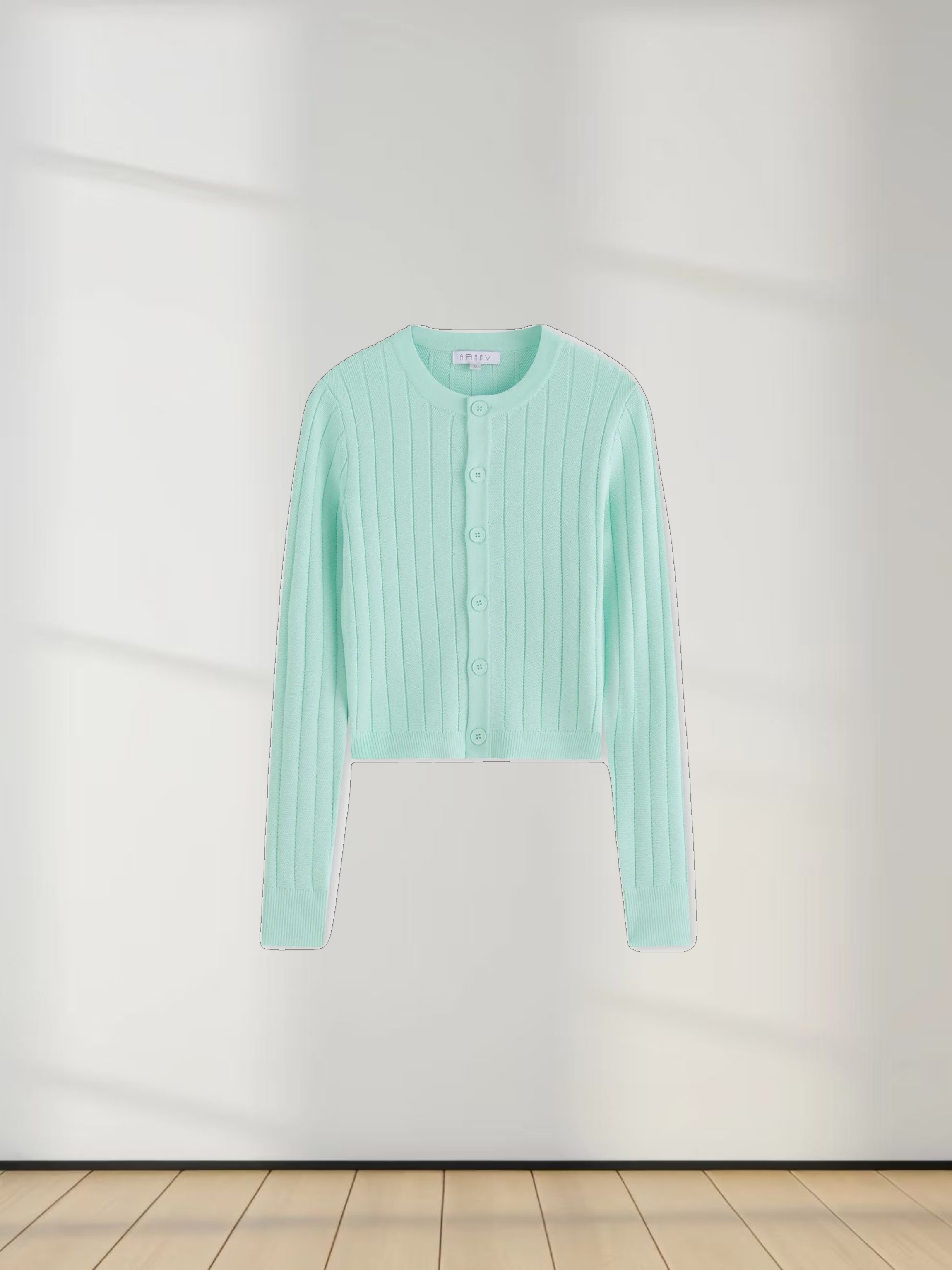 Silky Knit Cropped Cardigan-Mint Green
