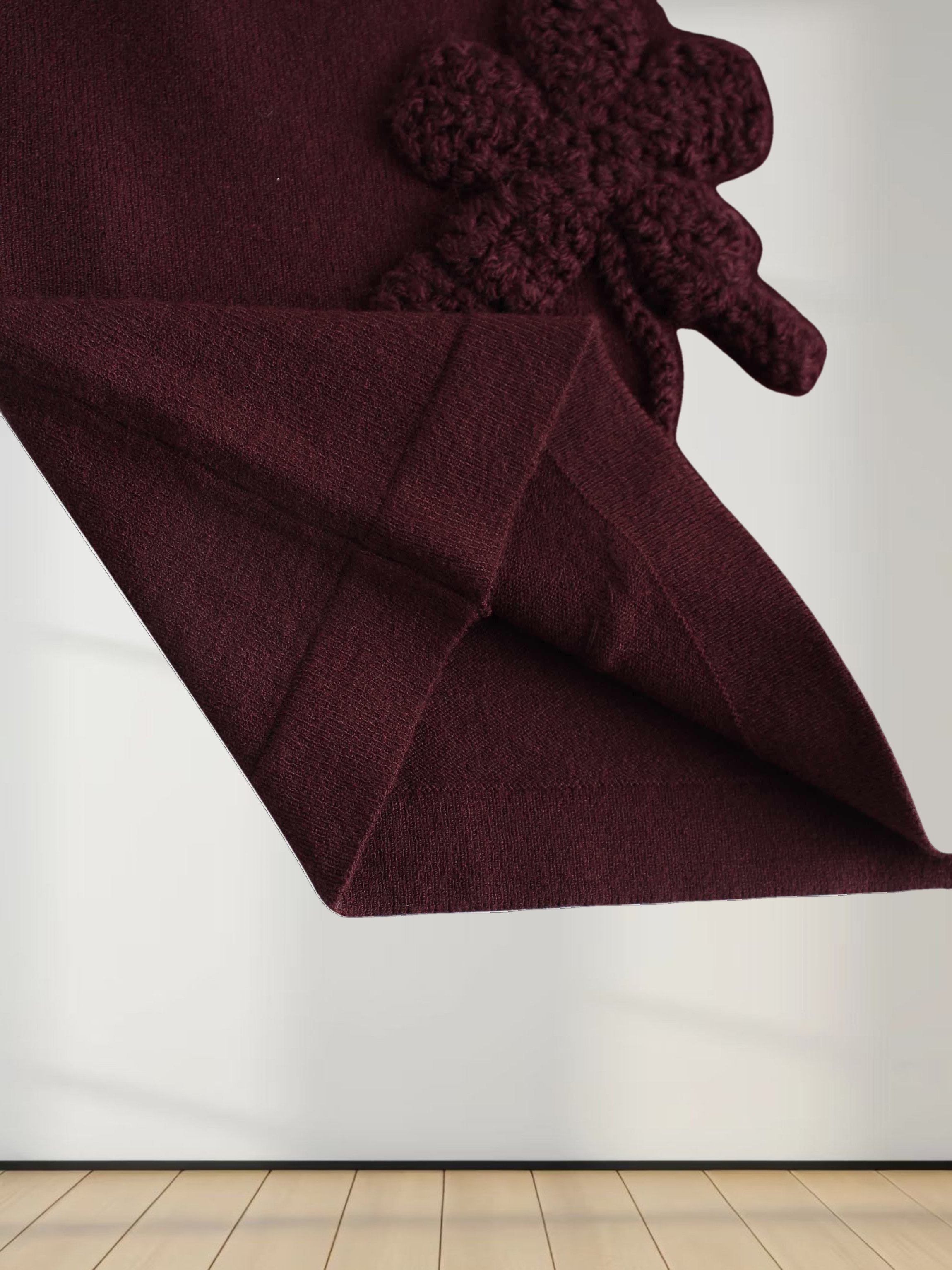 Crochet Puff Flower Sweater Set-Plum