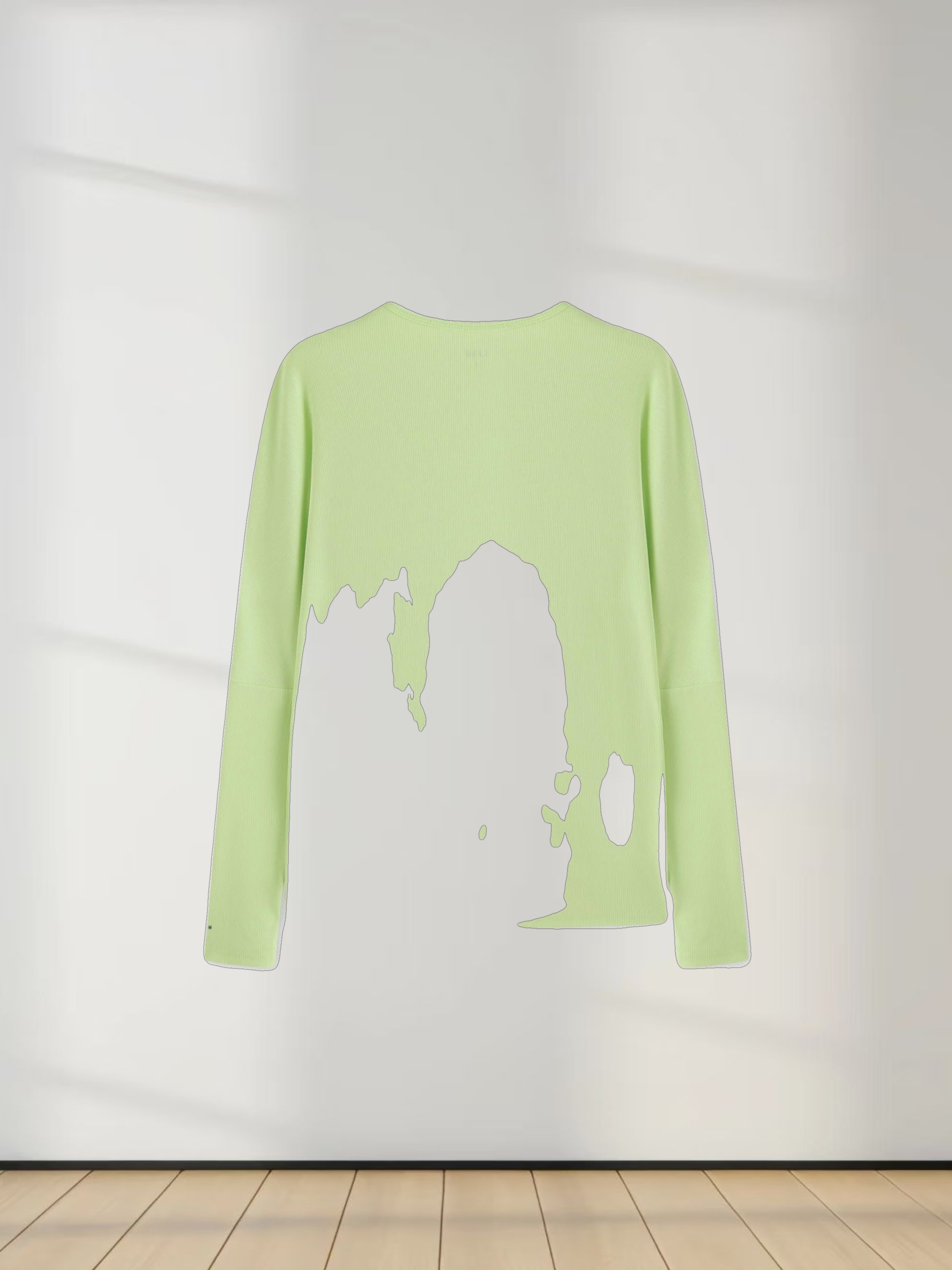 Crew Ribbed Dolman-Neon Green