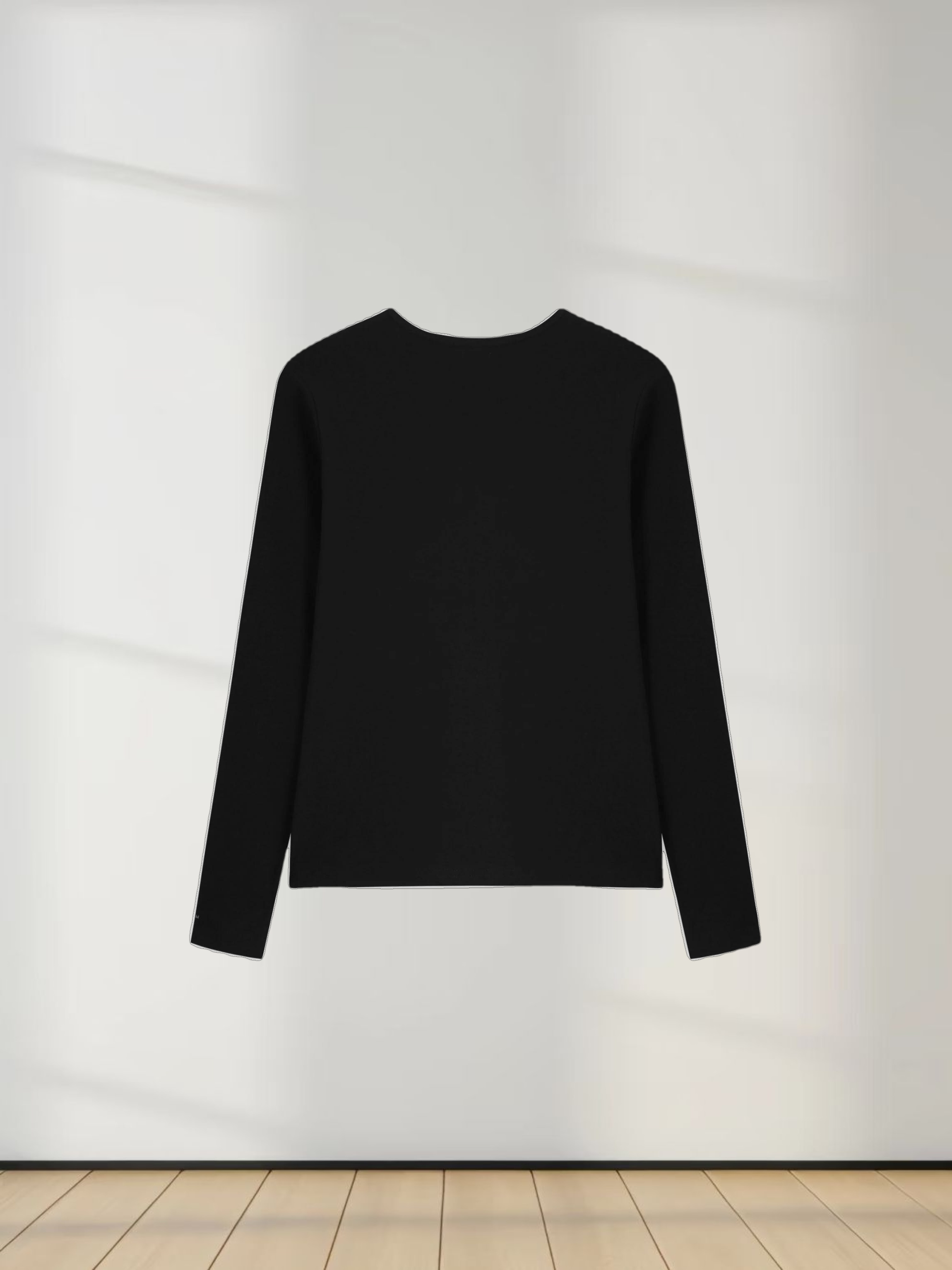 Basic High V Tee Long Sleeve-Black