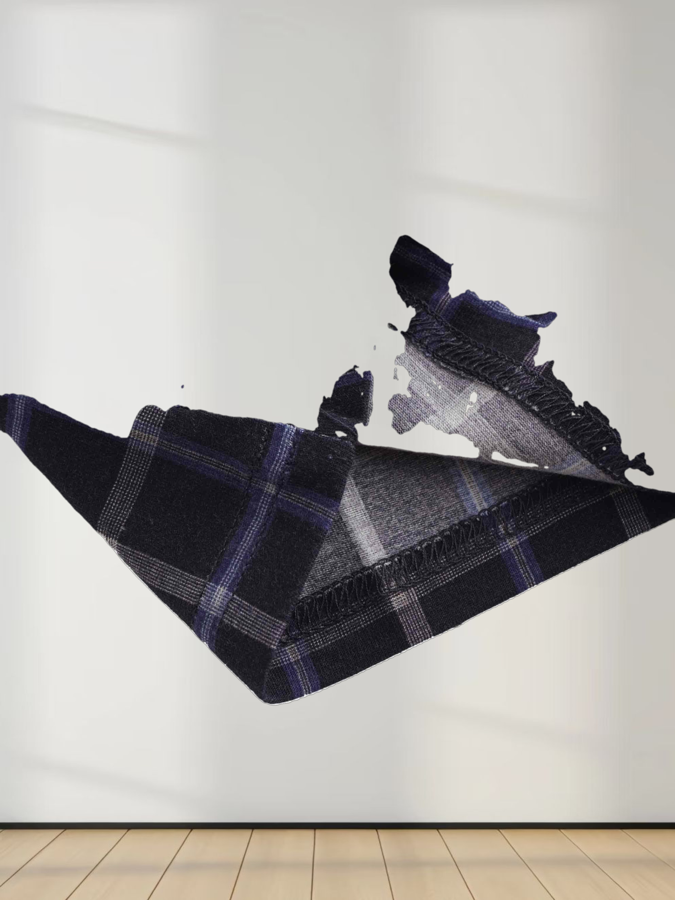 Printed Modal Turtleneck-Blue Plaid