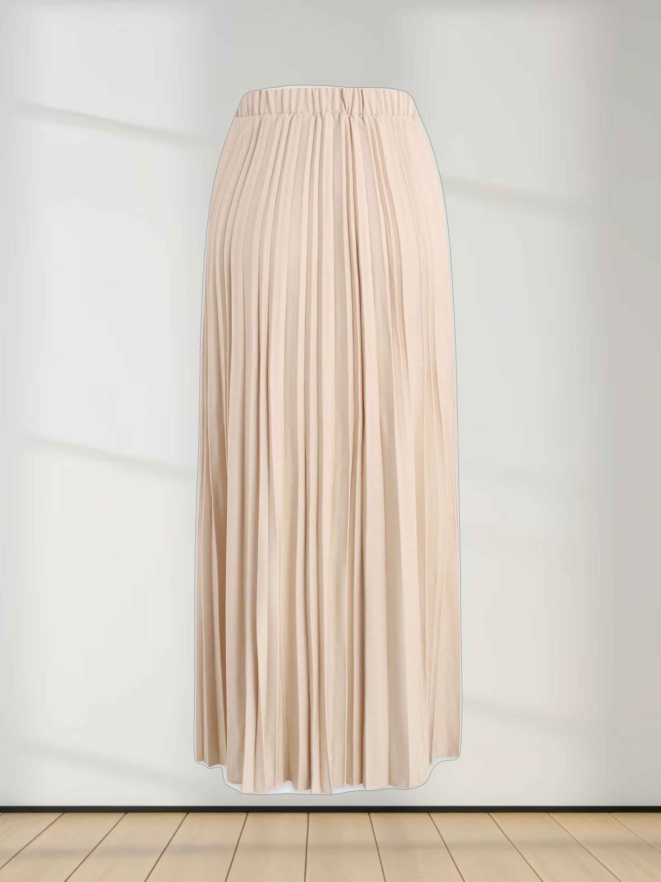 Denim Pleated Skirt-Stone