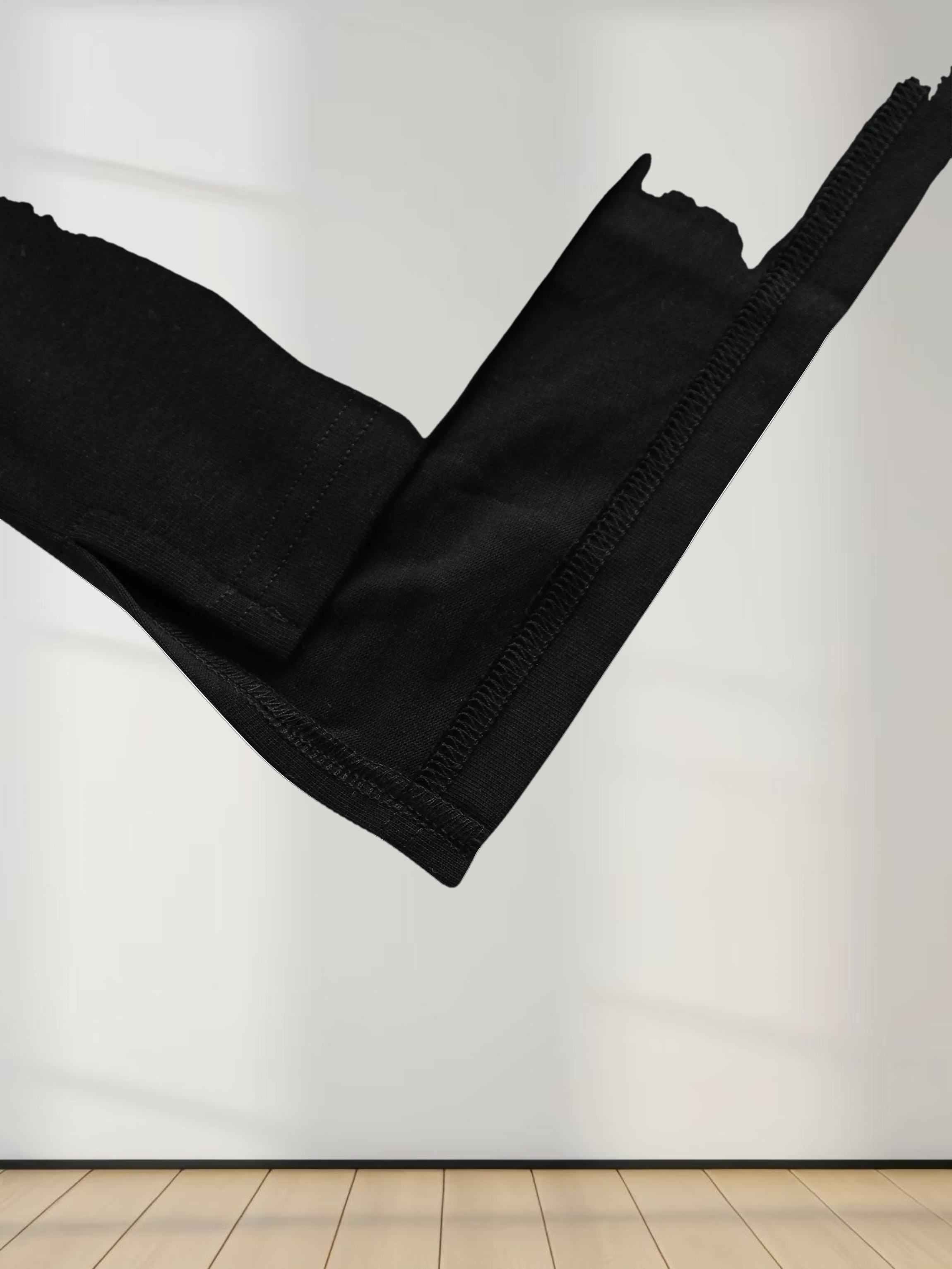 Oversized Boxy 3Q Sleeve Tee-Black