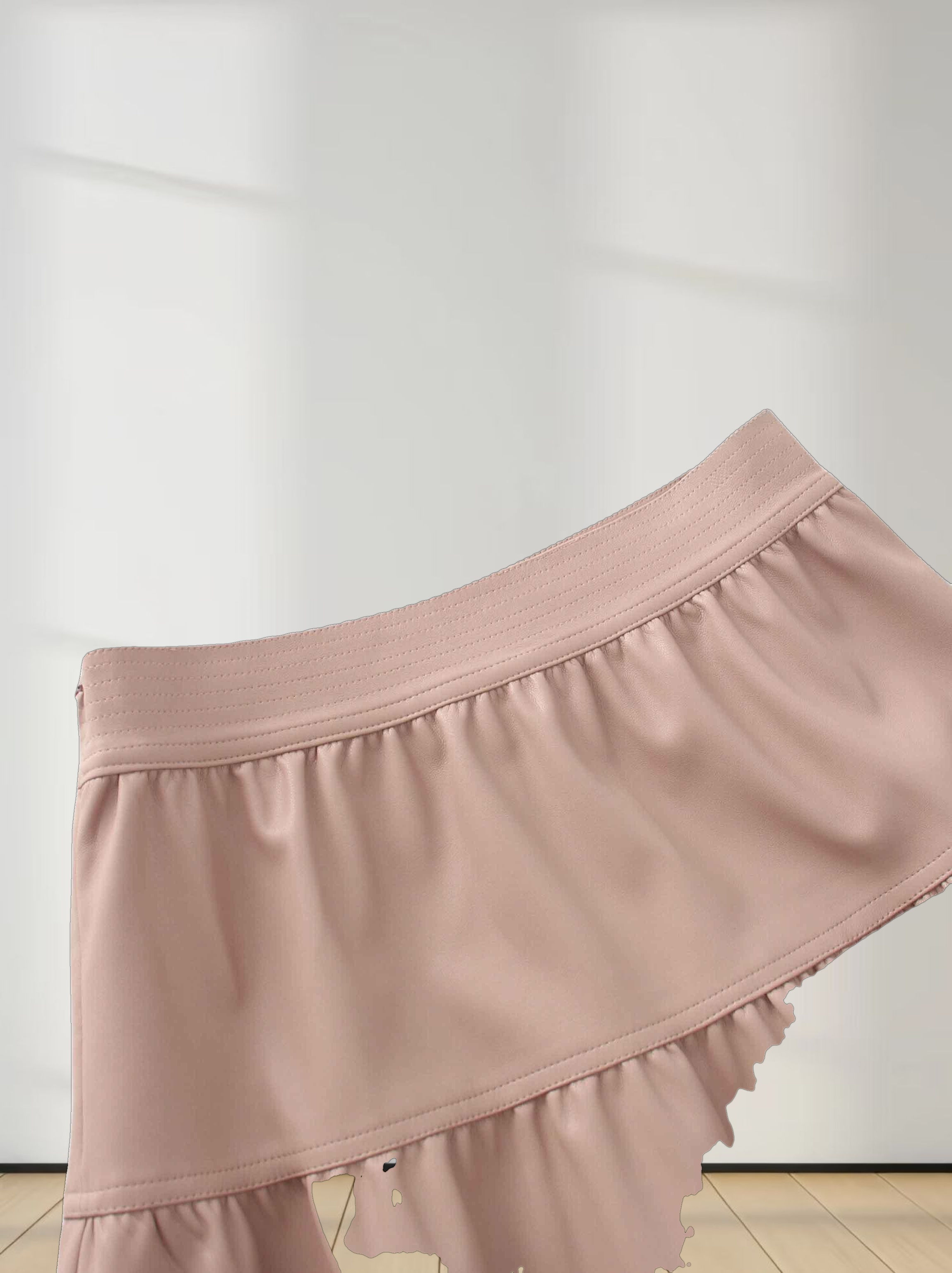 Drop Waist Leather Skirt-Mauve