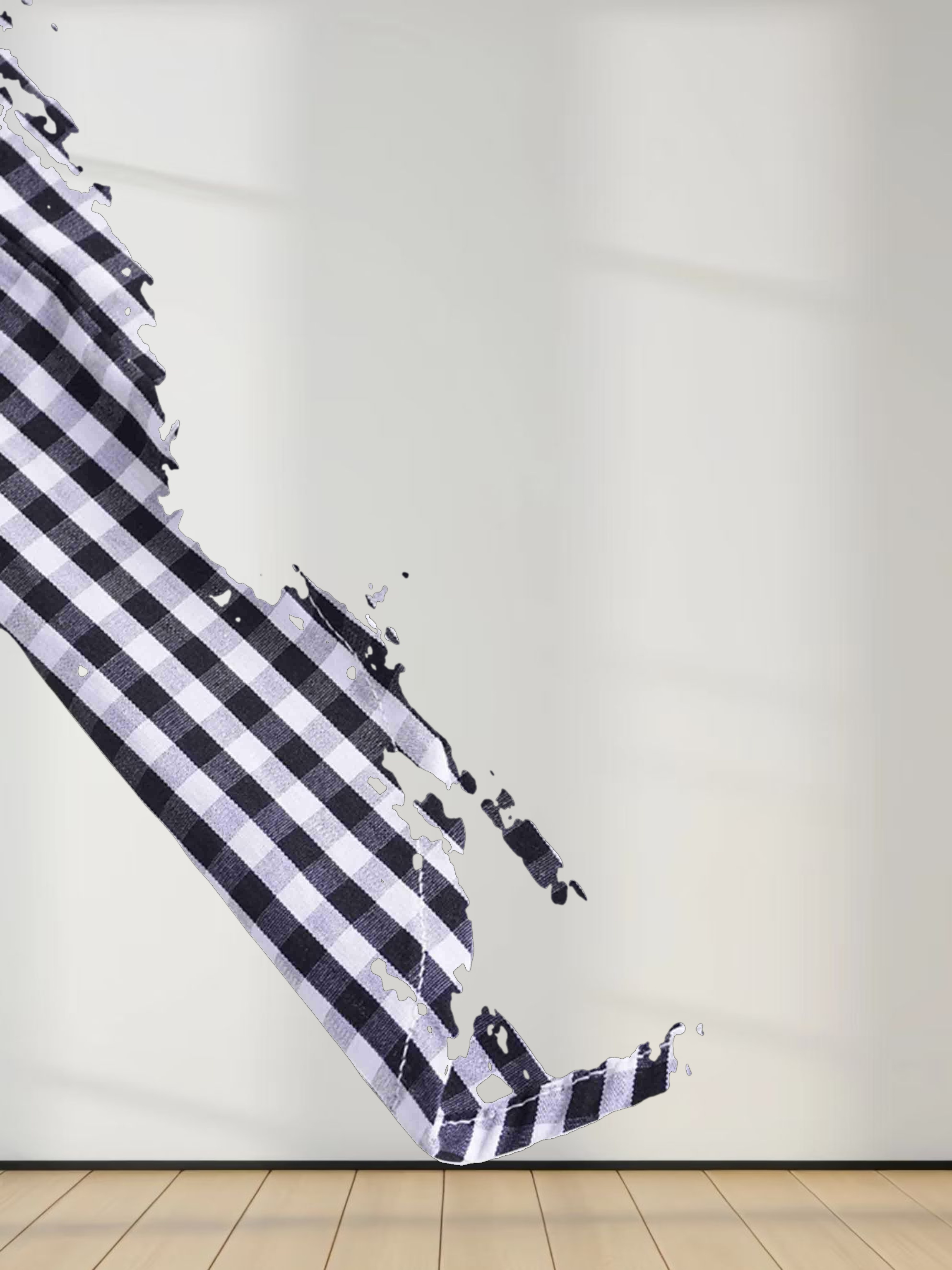 Bubble Sleeve Top-Black/White Gingham