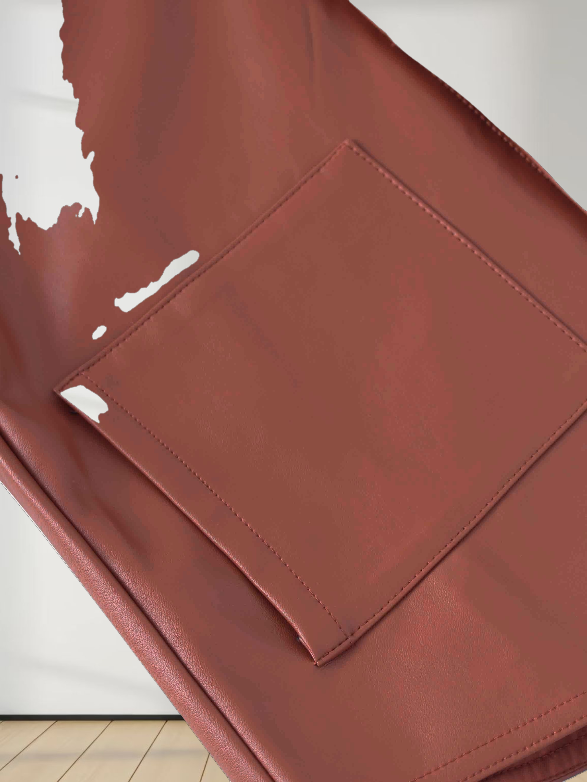 Snap Down Shacket-Cognac Leather