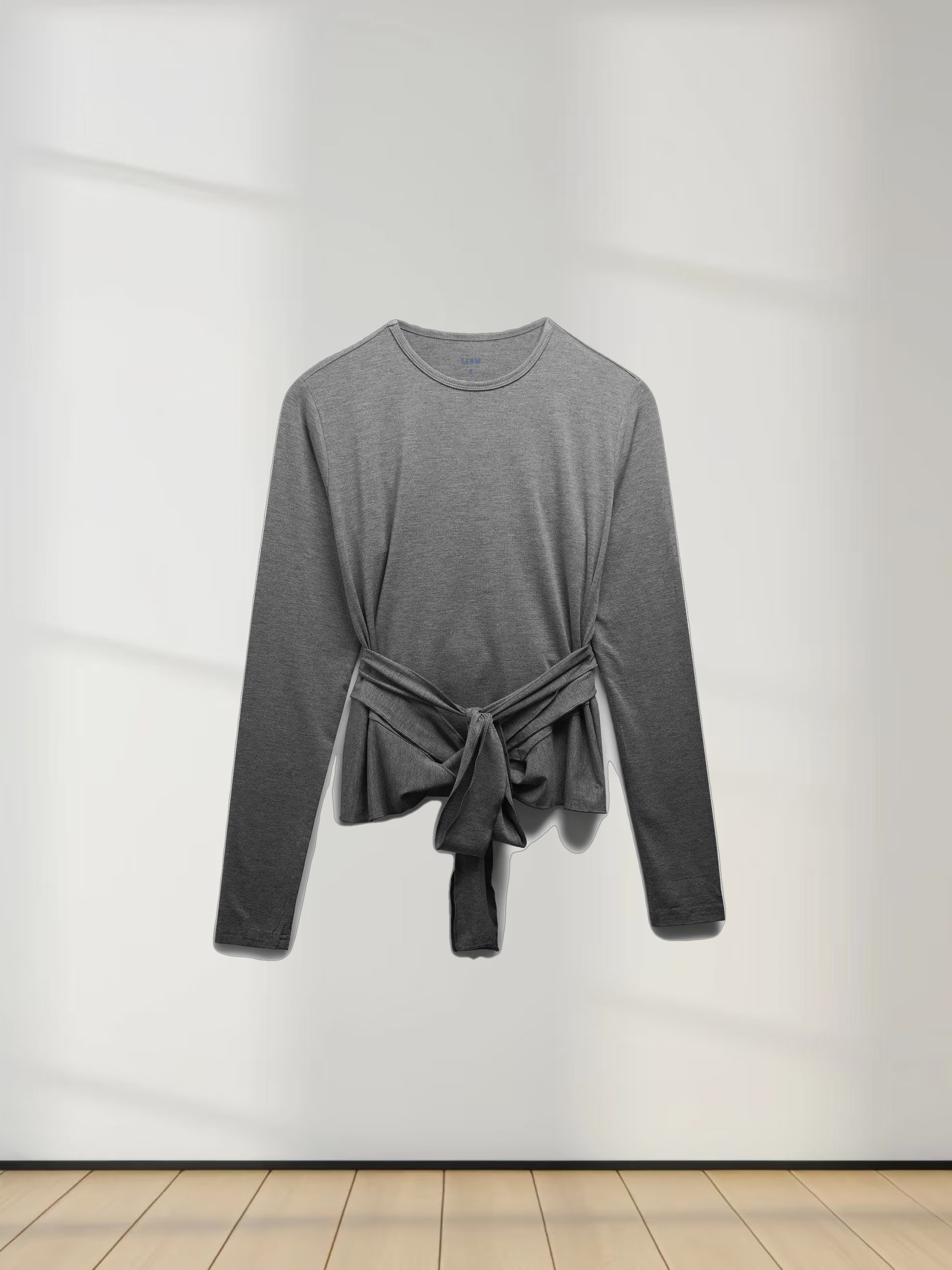 Wrap Tie Tee-Heathered Grey