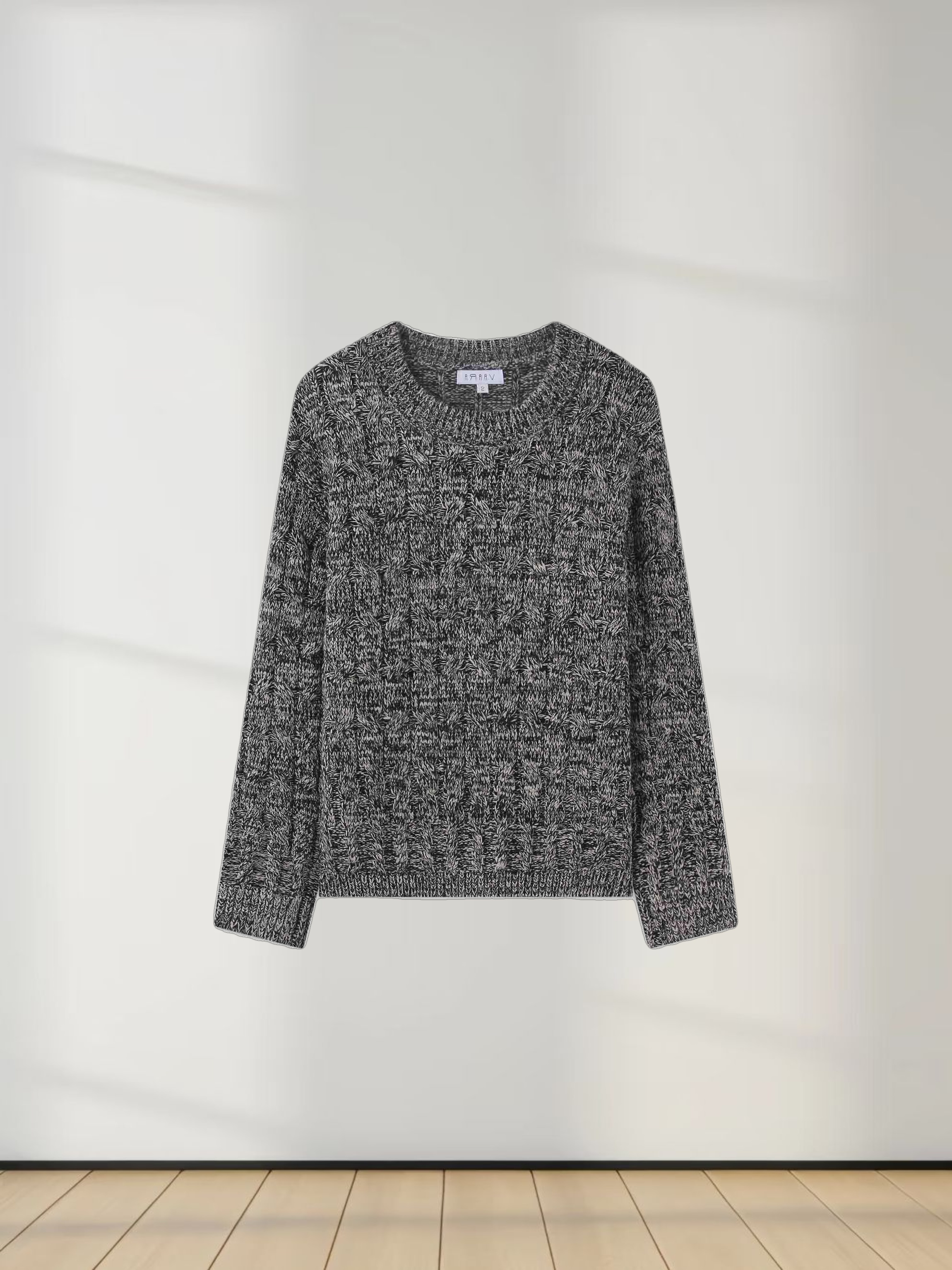 Chunky Heathered Cable sweater-Black/Tan