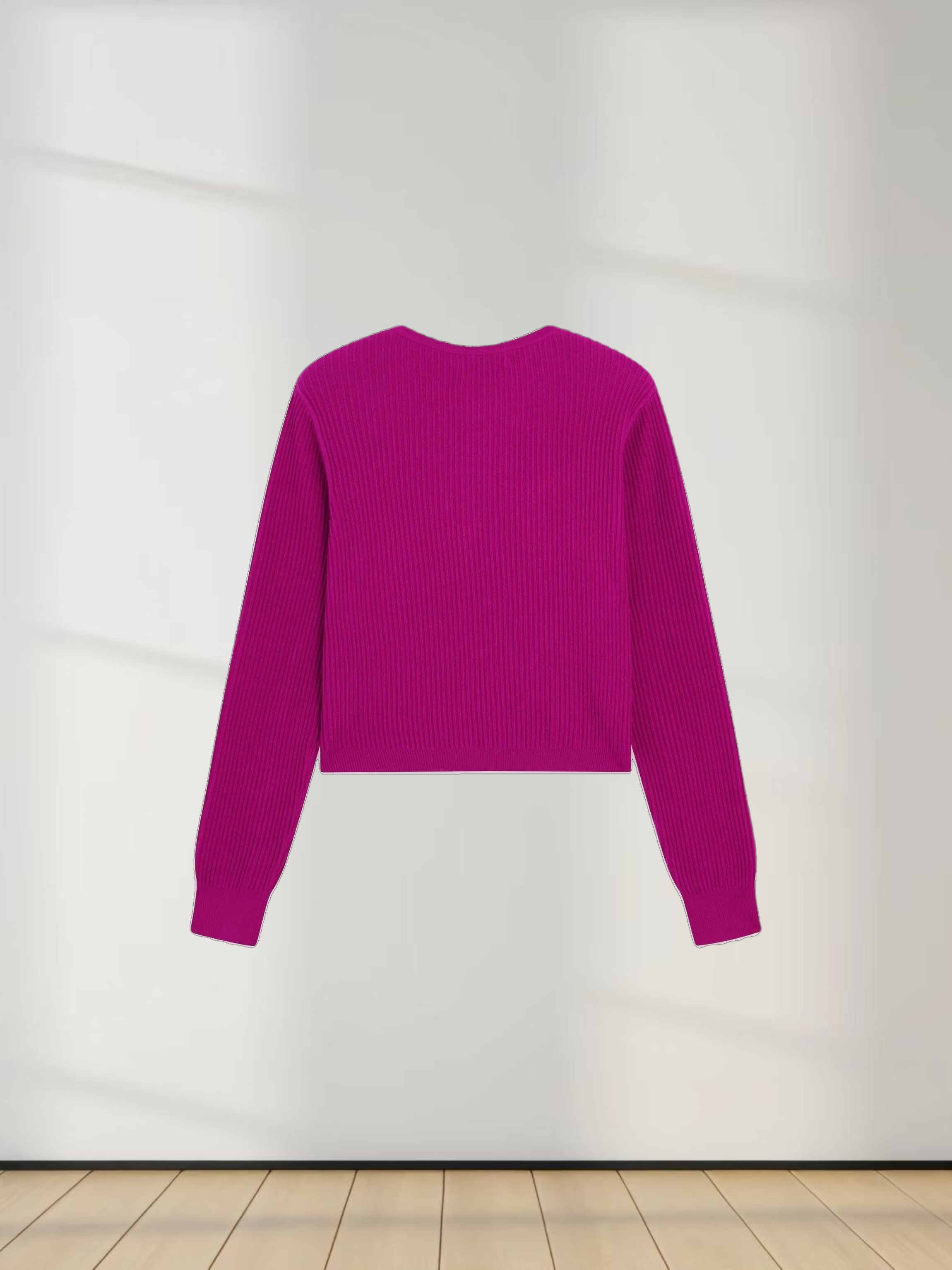 Button Down Ribbed Cardigan-Fuchsia Pink