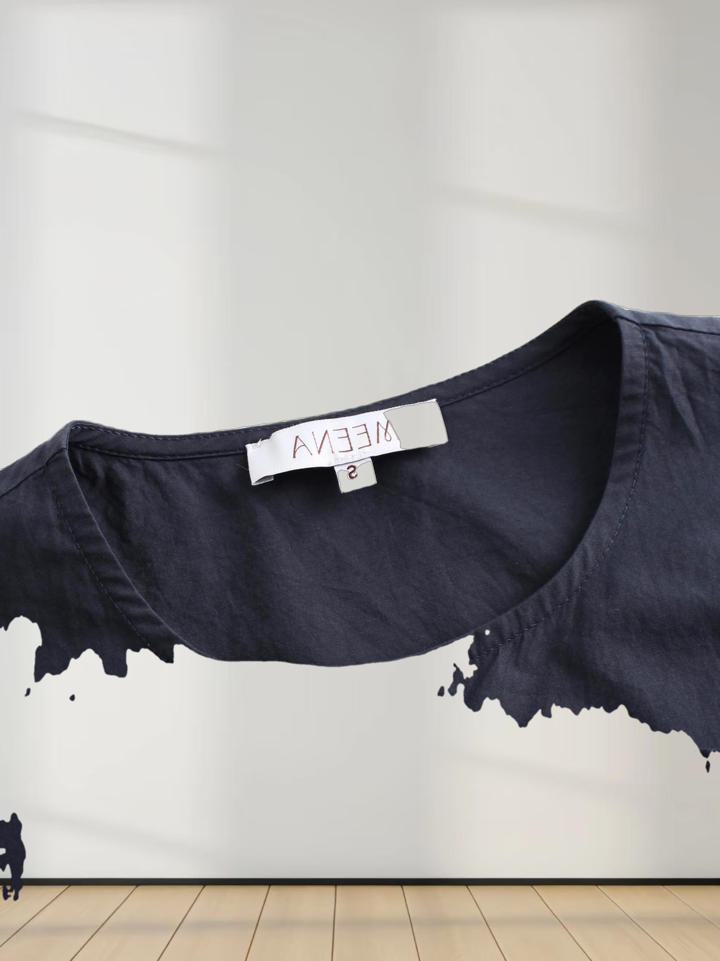 Asymmetrical Ruffle Blouse-Navy